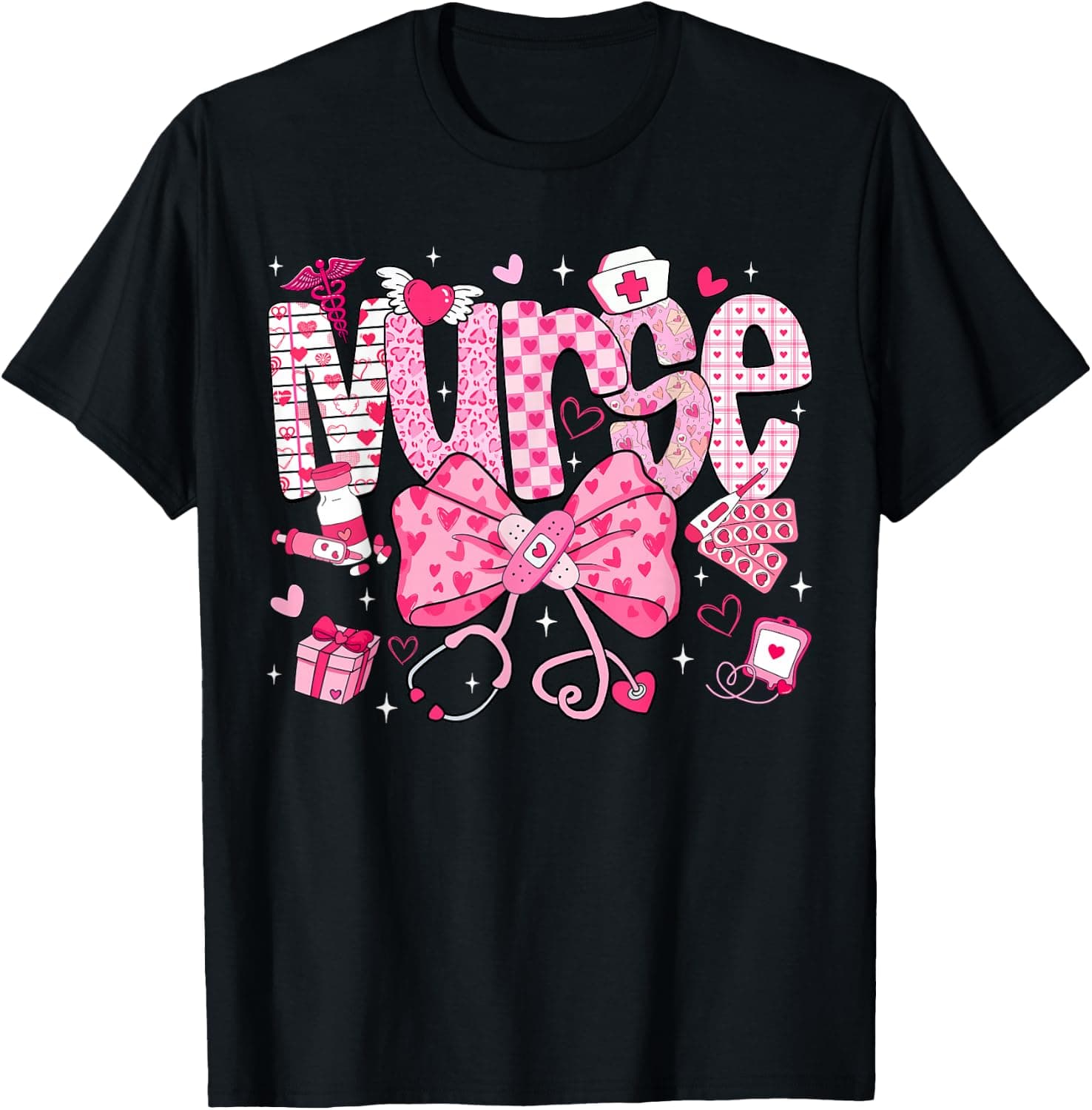 Nurse Valentine's Day Heart Stethoscope ER ICU NICU RN Nurse T-Shirt - Trending POD product with BSR 230,348