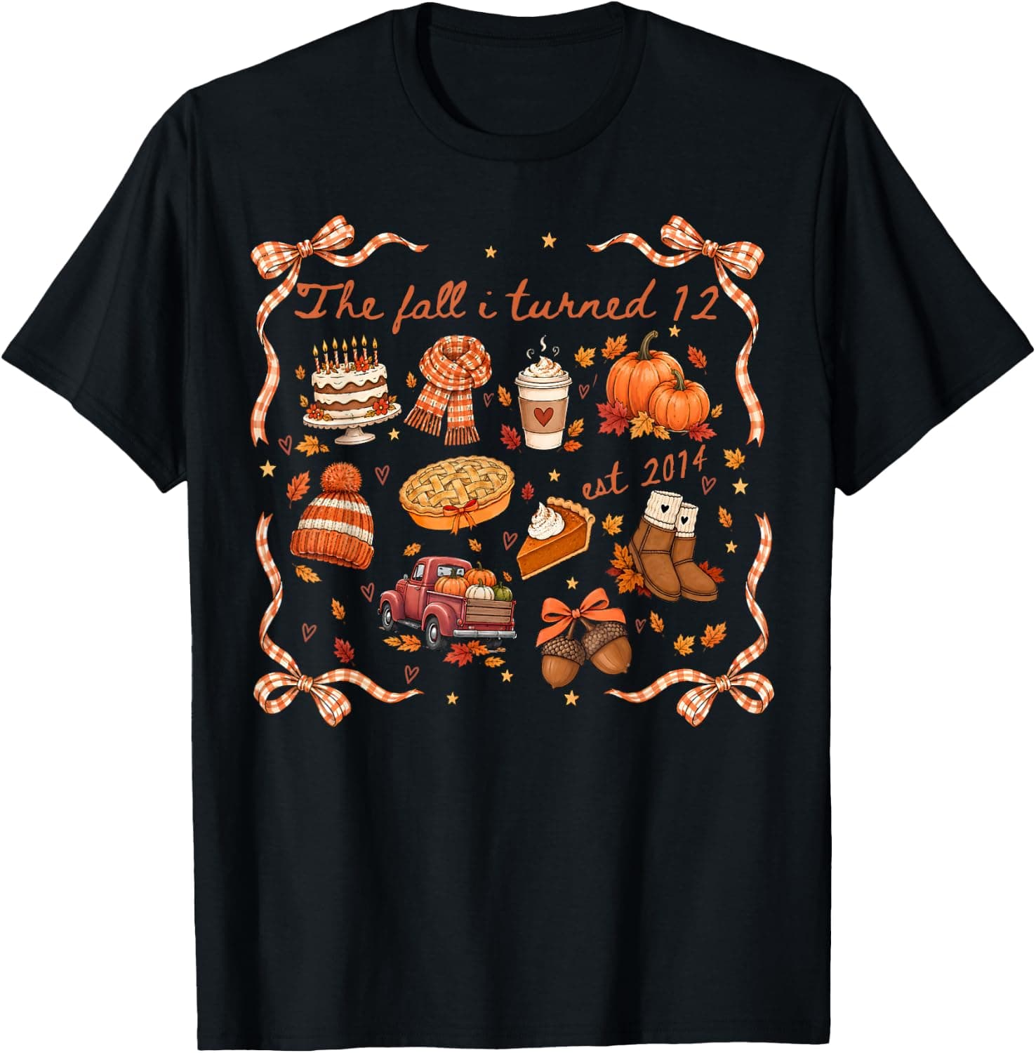 The Fall I Turned Twelve Est 2014 12th Bday Autumn Season T-Shirt - Trending Amazon merch on demand shirt with BSR 1,246,172