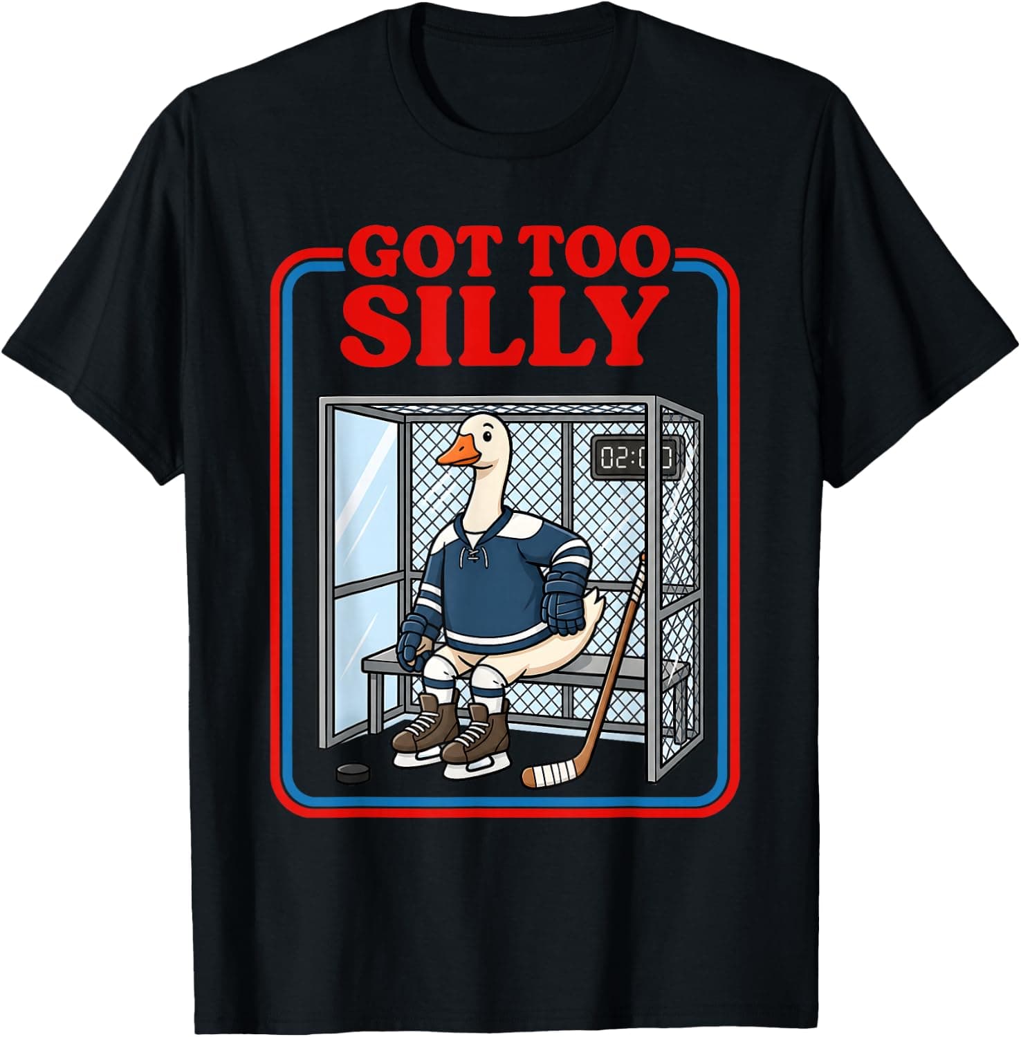 Got Too Silly Goose Ice Hockey Penalty Box Sports Meme T-Shirt - Trending Amazon merch on demand shirt with BSR 845,558