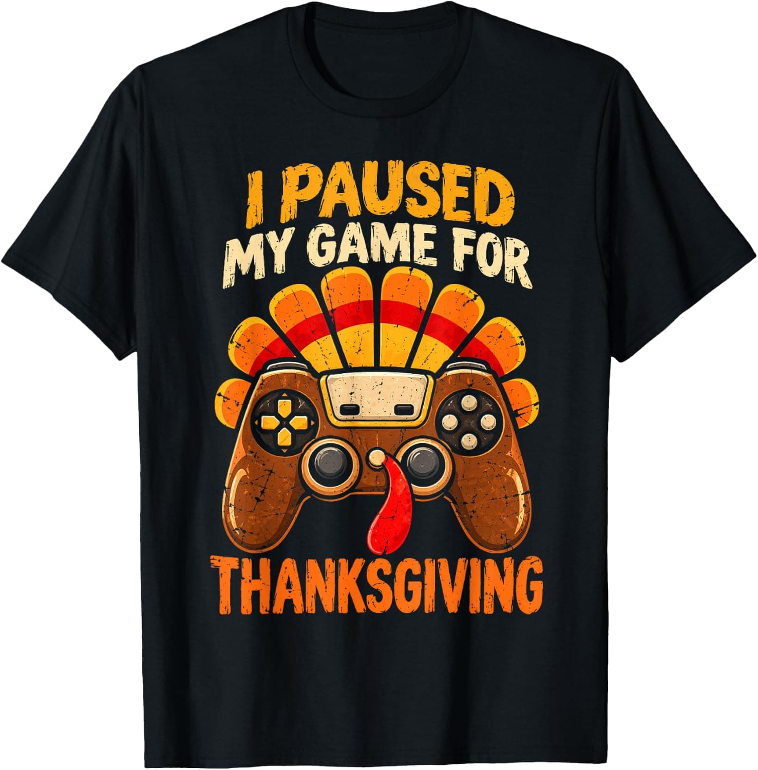 Retro Thanksgiving Gaming Fall Turkey Gamer Boys Kids Men T-Shirt - Trending Amazon merch on demand shirt with BSR 1,722,086