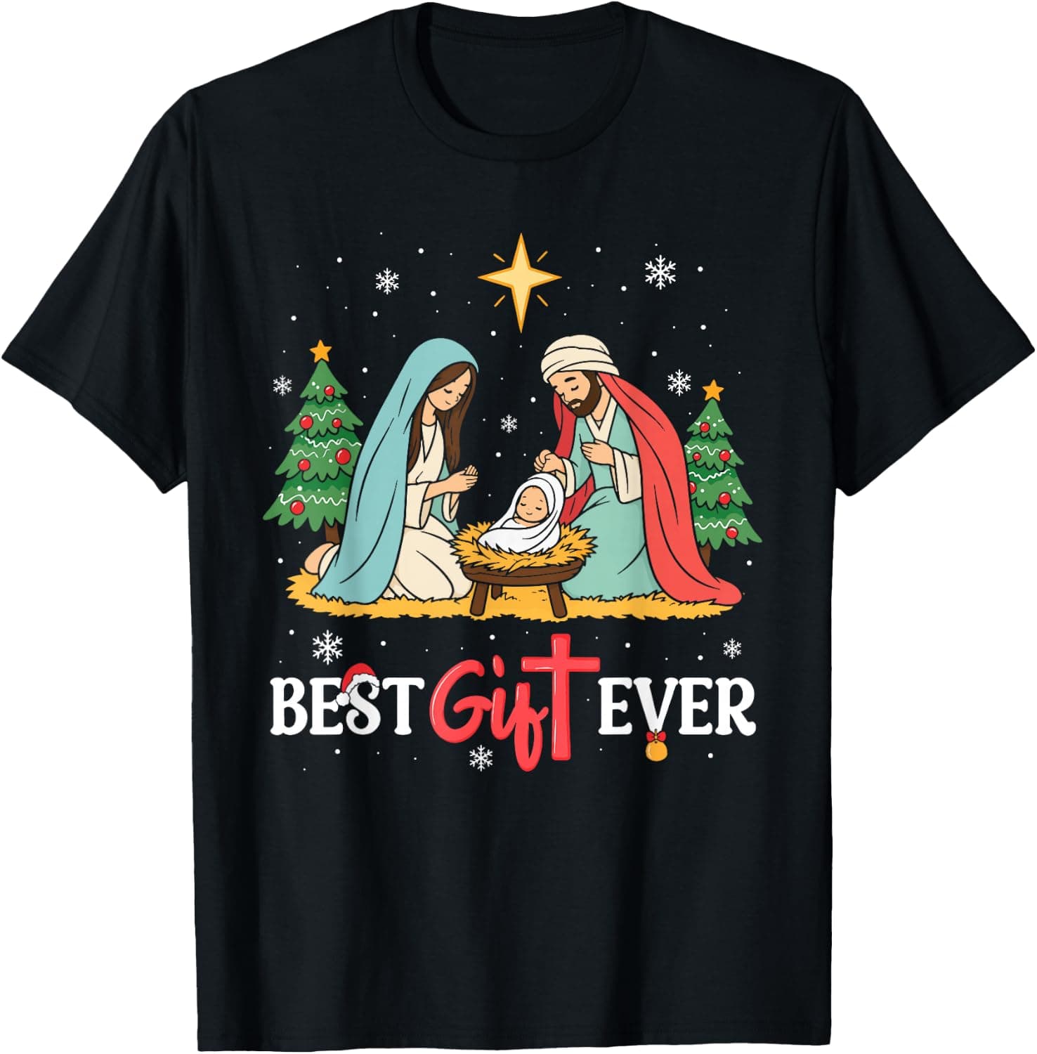 Best Ever Christmas Cool Jesus Nativity Scene Christian Xmas T-Shirt - Trending Amazon merch on demand shirt with BSR 1,435,950