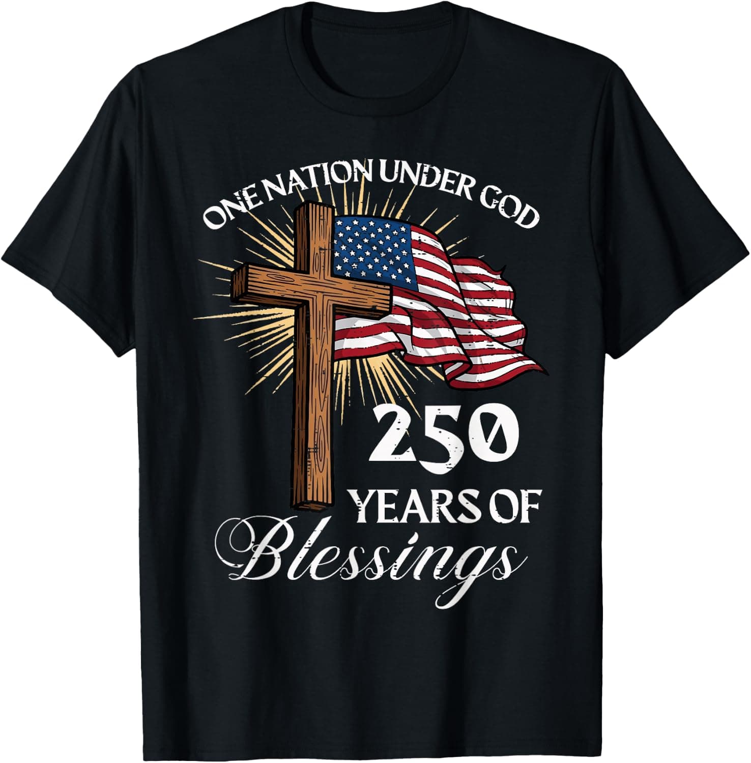 One Nation Under God 250 Years 250th Anniversary USA Men T-Shirt - Trending POD product with BSR 127,962