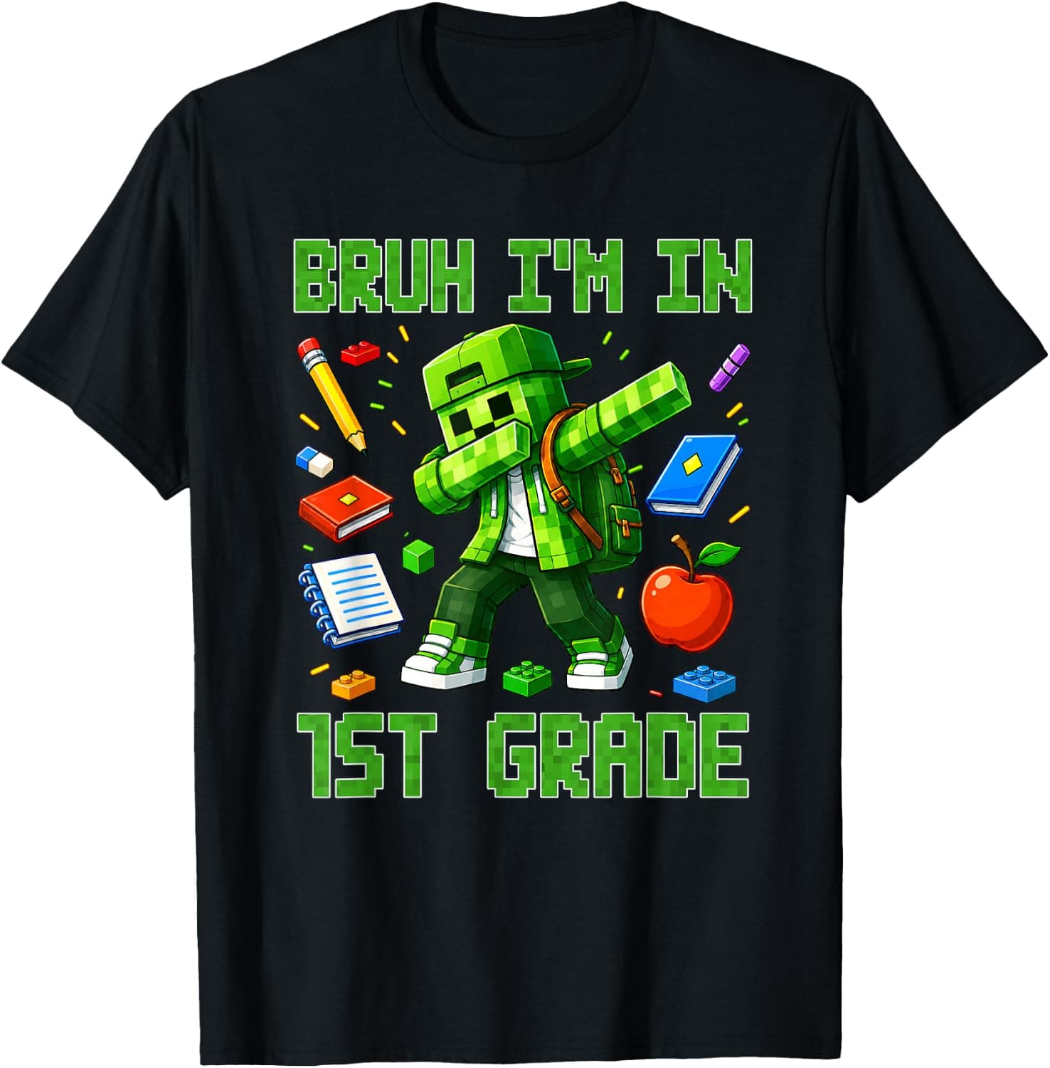 Bruh I'm in 1st Grade Dabbing Boys Kids Gamer Back to School T-Shirt - Trending POD product with BSR 81,669