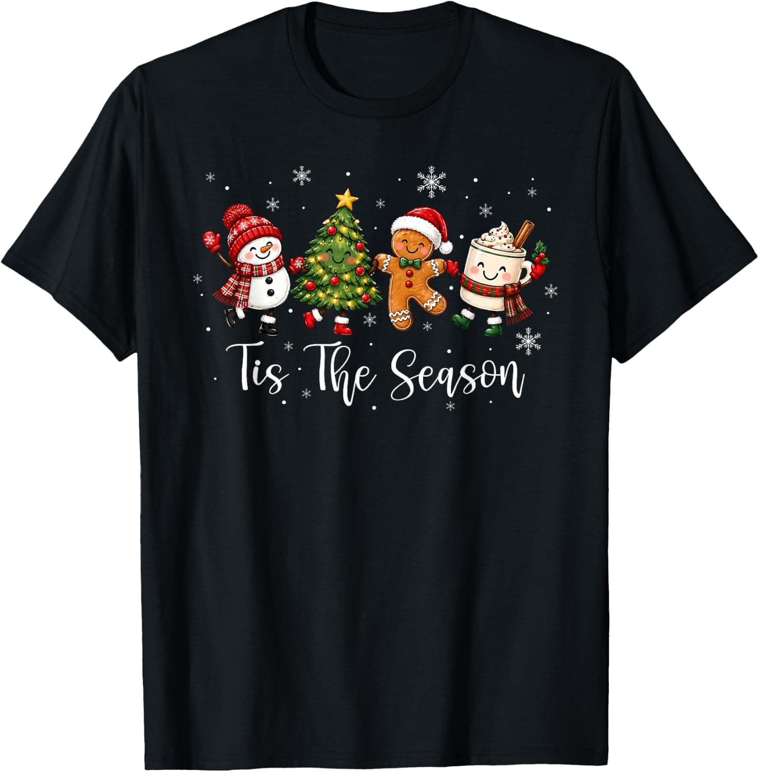 Tis The Season Christmas Xmas Tree Coffee Latte Women Girls T-Shirt - Trending POD product with BSR 1,270,263
