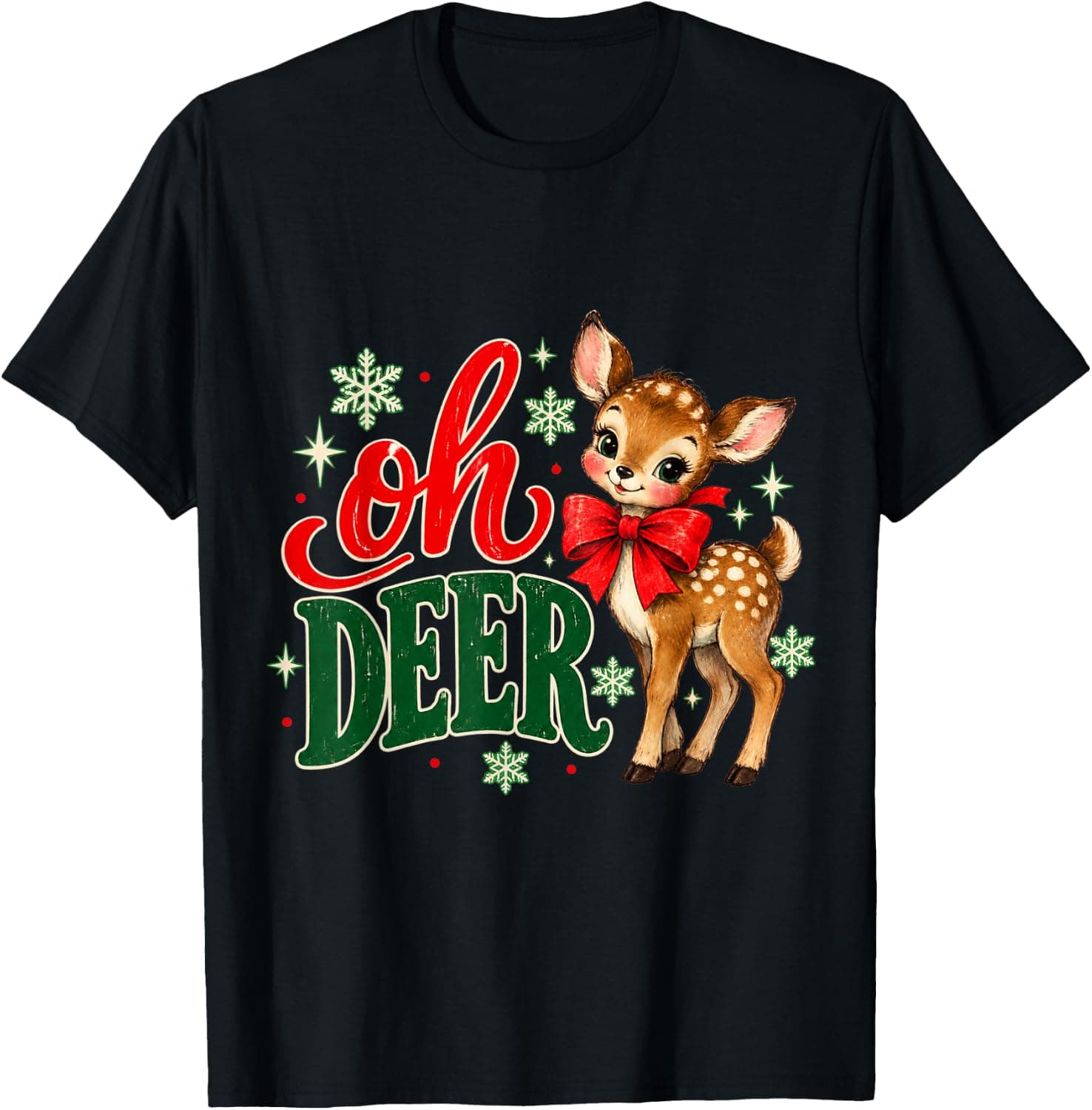 Oh Deer Vintage Christmas Retro Storybook Holiday T-Shirt - Trending POD product with BSR 1,733,332
