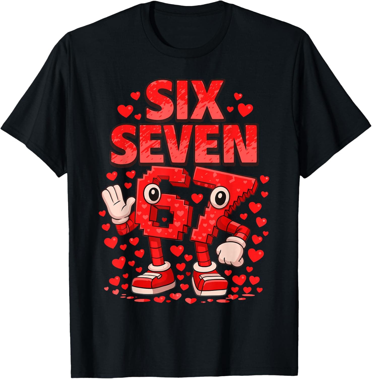 Kids Meme 67 Six Seven 6 7 Valentine Heart T-Shirt - Trending POD product with BSR 216,834