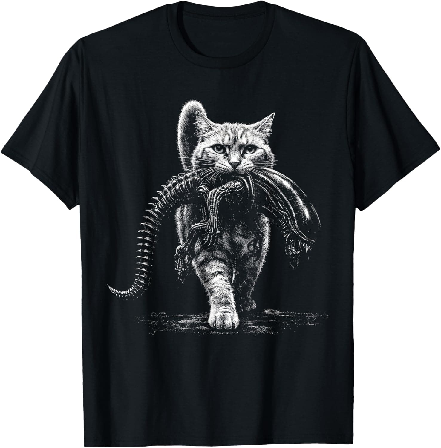 Cat Carrying Alien Halloween Costume Women Men T-Shirt - Trending Amazon merch on demand shirt with BSR 953,010
