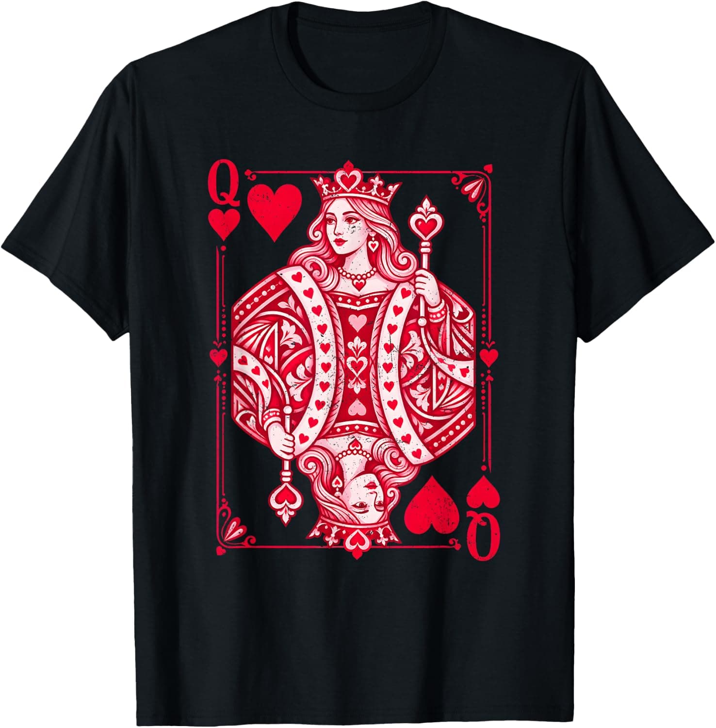 Queen of Hearts Valentine Playing Card Love Women Couple T-Shirt - Trending POD product with BSR 663,358