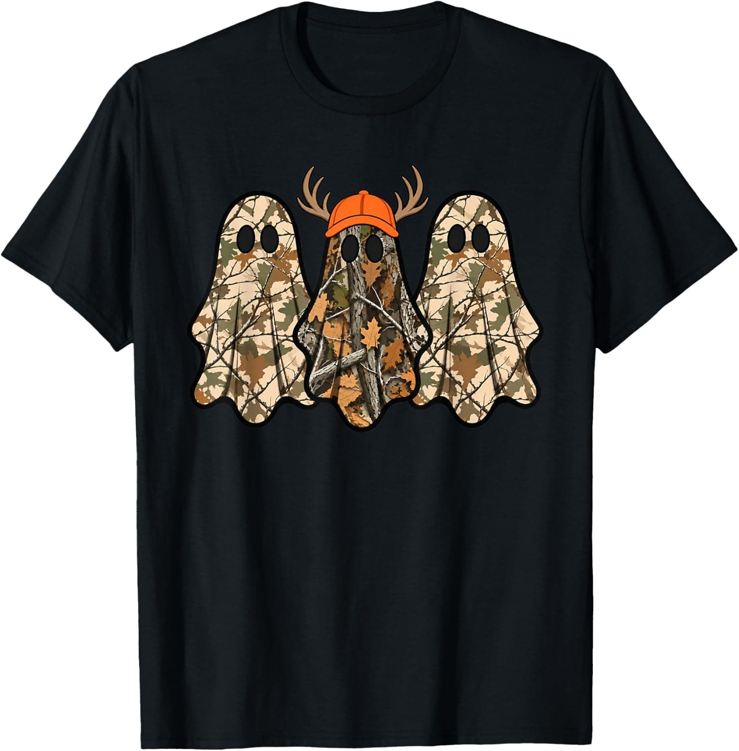Camo Boo Ghost Deer Hunting Season Halloween Men Women Boys T-Shirt - Trending POD product with BSR 269,581