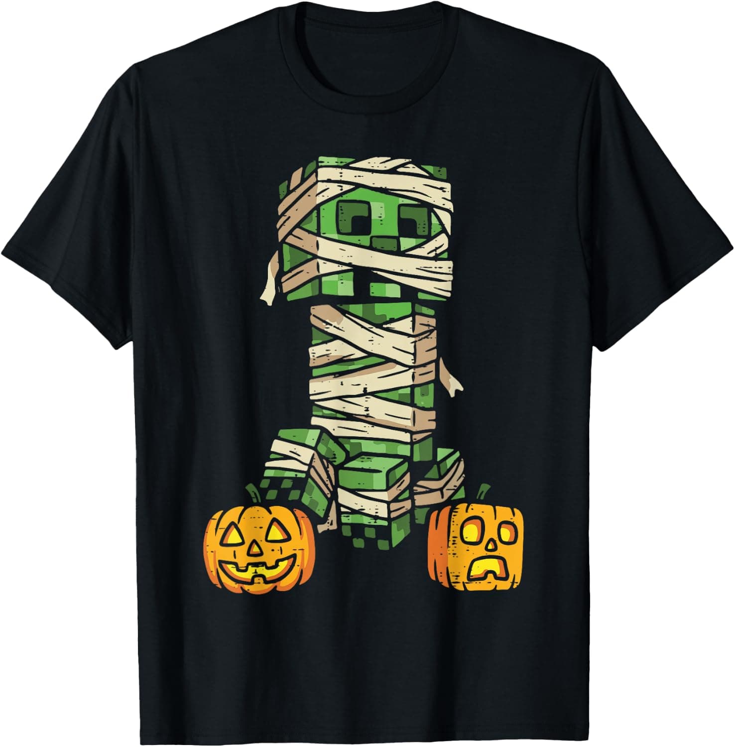 Halloween Gamer Pixel Monster Mummy Gaming Costume Boys Kids T-Shirt - Trending POD product with BSR 94,292