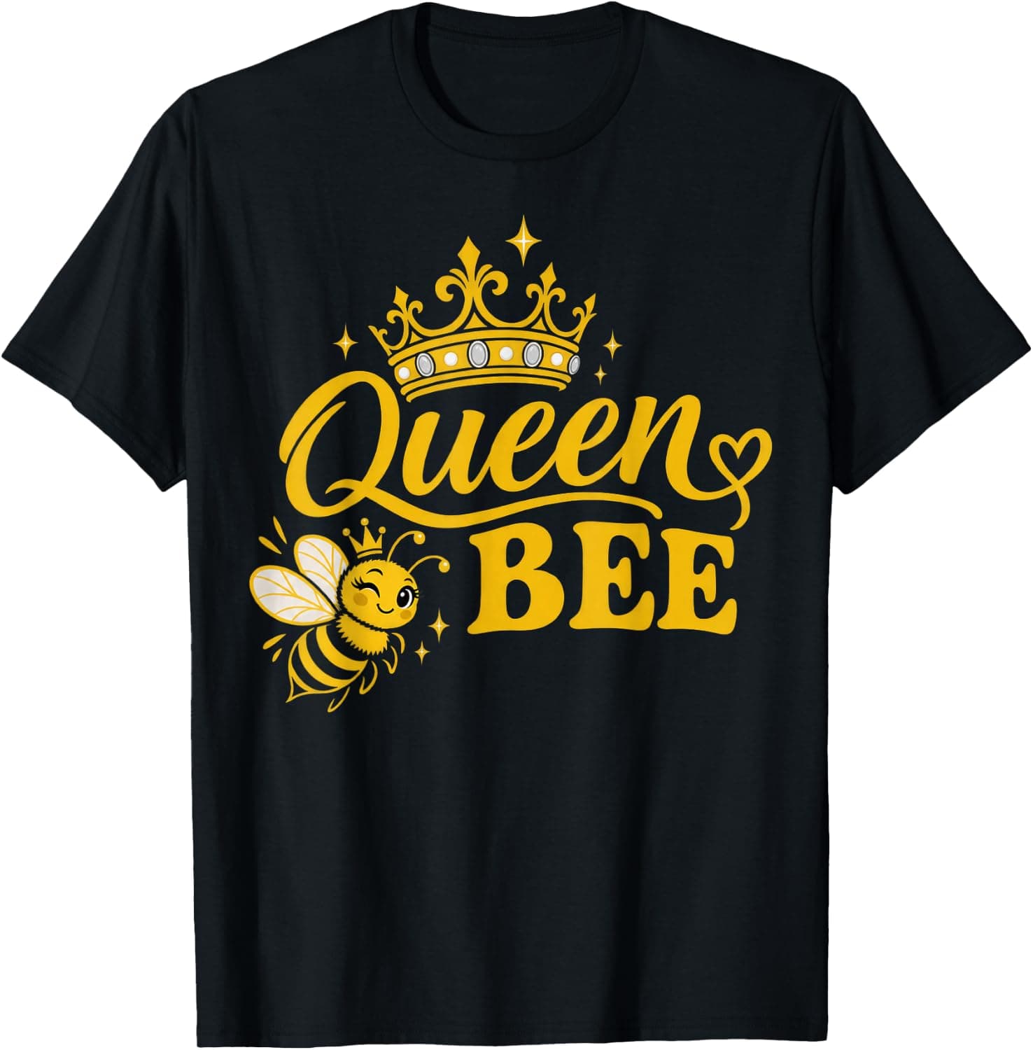 Queen Bee Cartoon Crown Graphic for Bee Lovers T-Shirt - Trending Amazon merch on demand shirt with BSR 846,657