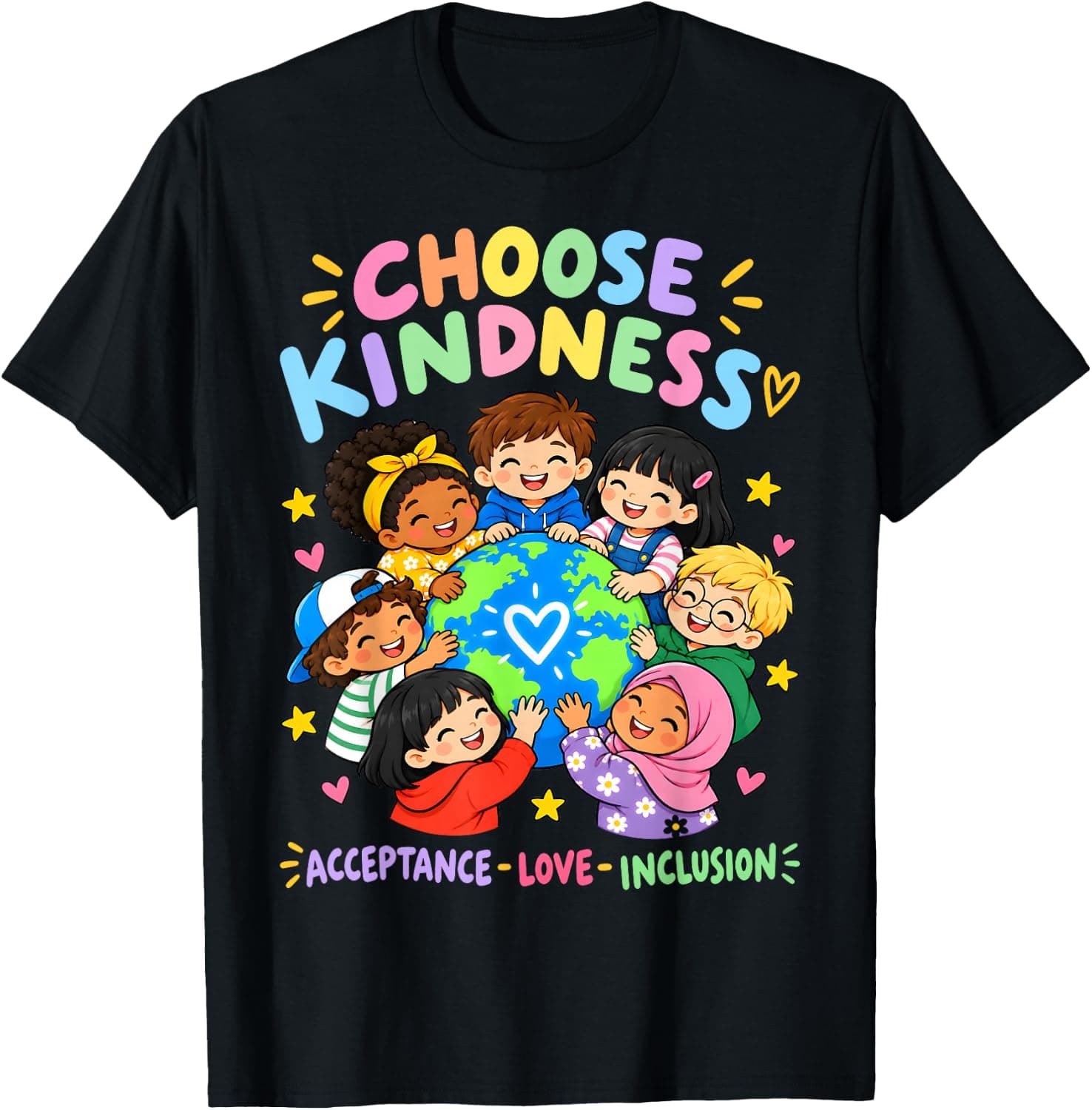 Choose Kindness Day Be Kind Love Inclusion Inspirational Kid T-Shirt - Trending Amazon merch on demand shirt with BSR 1,427,588