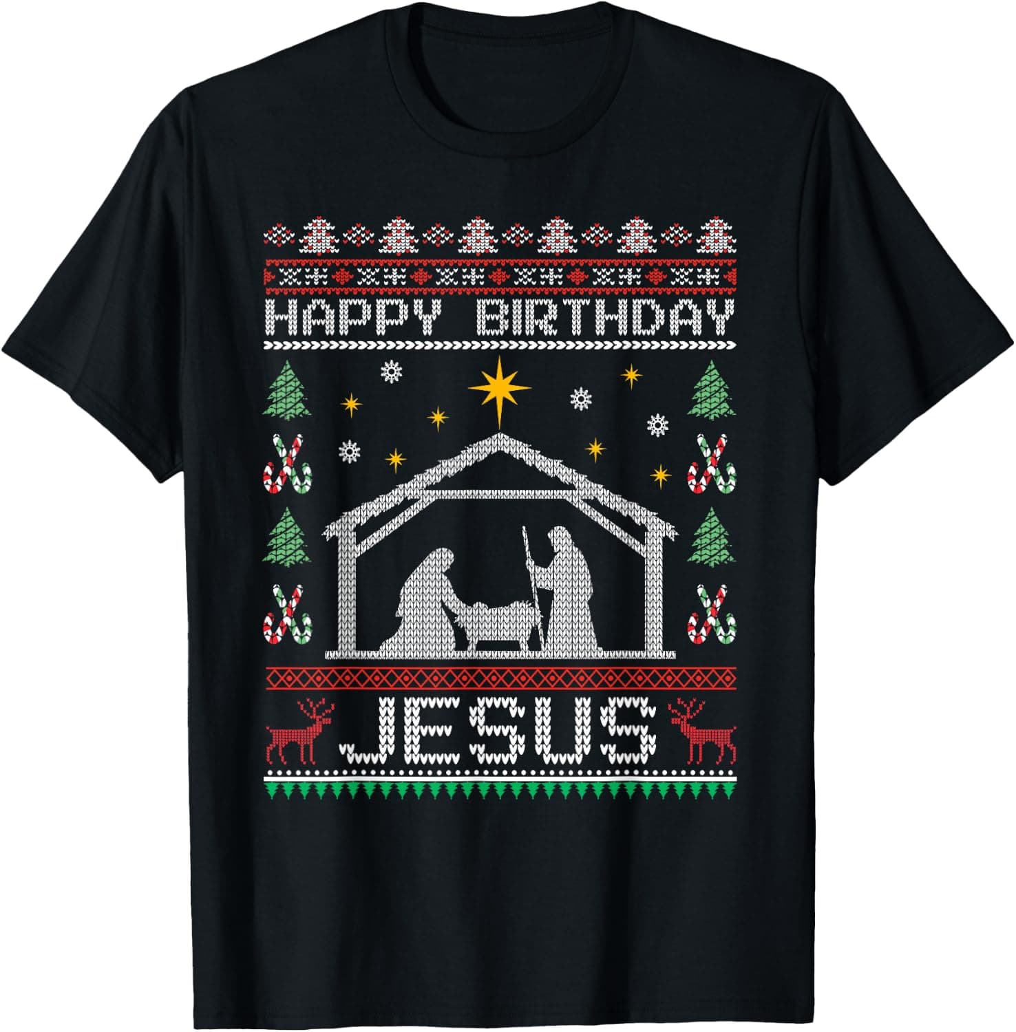 Christian Christmas Happy Birthday Jesus Xmas Women Men Kids T-Shirt - Trending Amazon merch on demand shirt with BSR 1,215,983