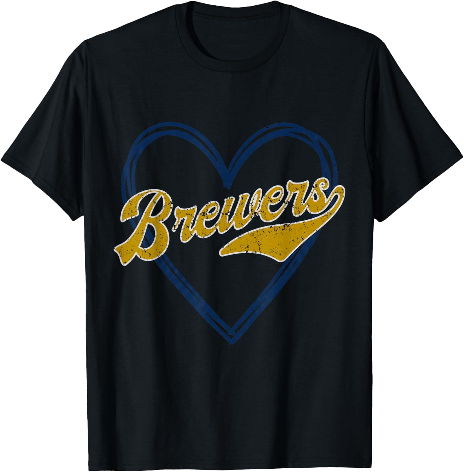 Vintage Baseball Heart Retro Brewers Script Game Day Apparel T-Shirt - Trending POD product with BSR 194,186