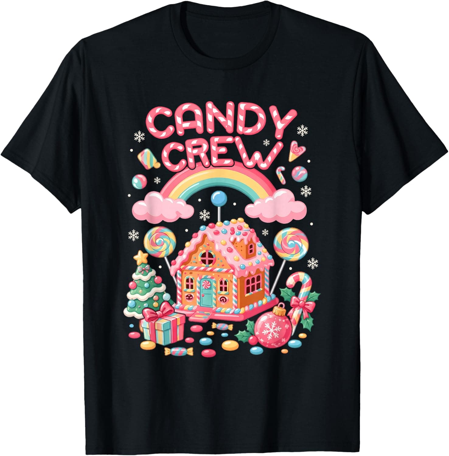 Candy Land Candy Crew Decorations Sweetie Candy Squad Xmas T-Shirt - Trending Amazon merch on demand shirt with BSR 1,502,584