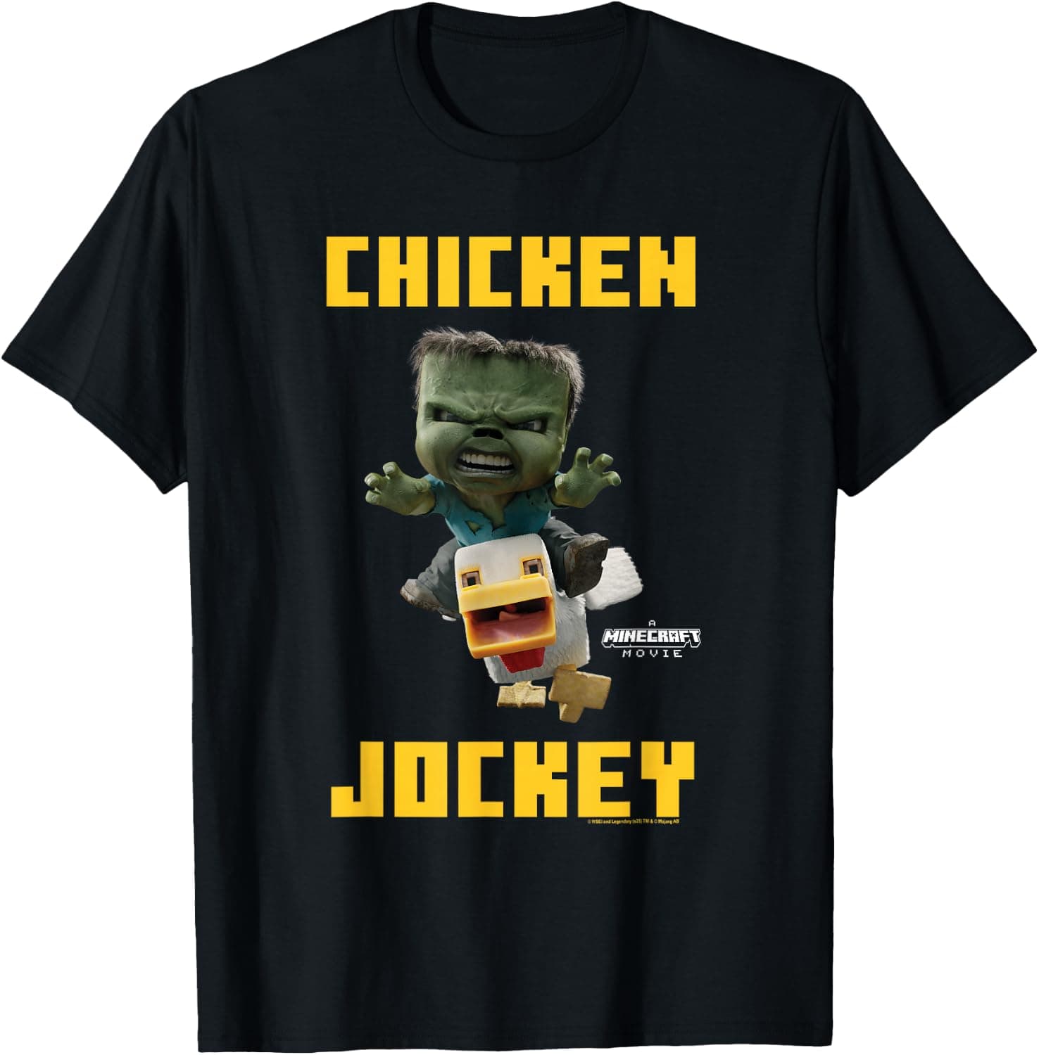 A Minecraft Movie Chicken Jockey Baby Zombie Logo T-Shirt - Trending POD product with BSR 137,367