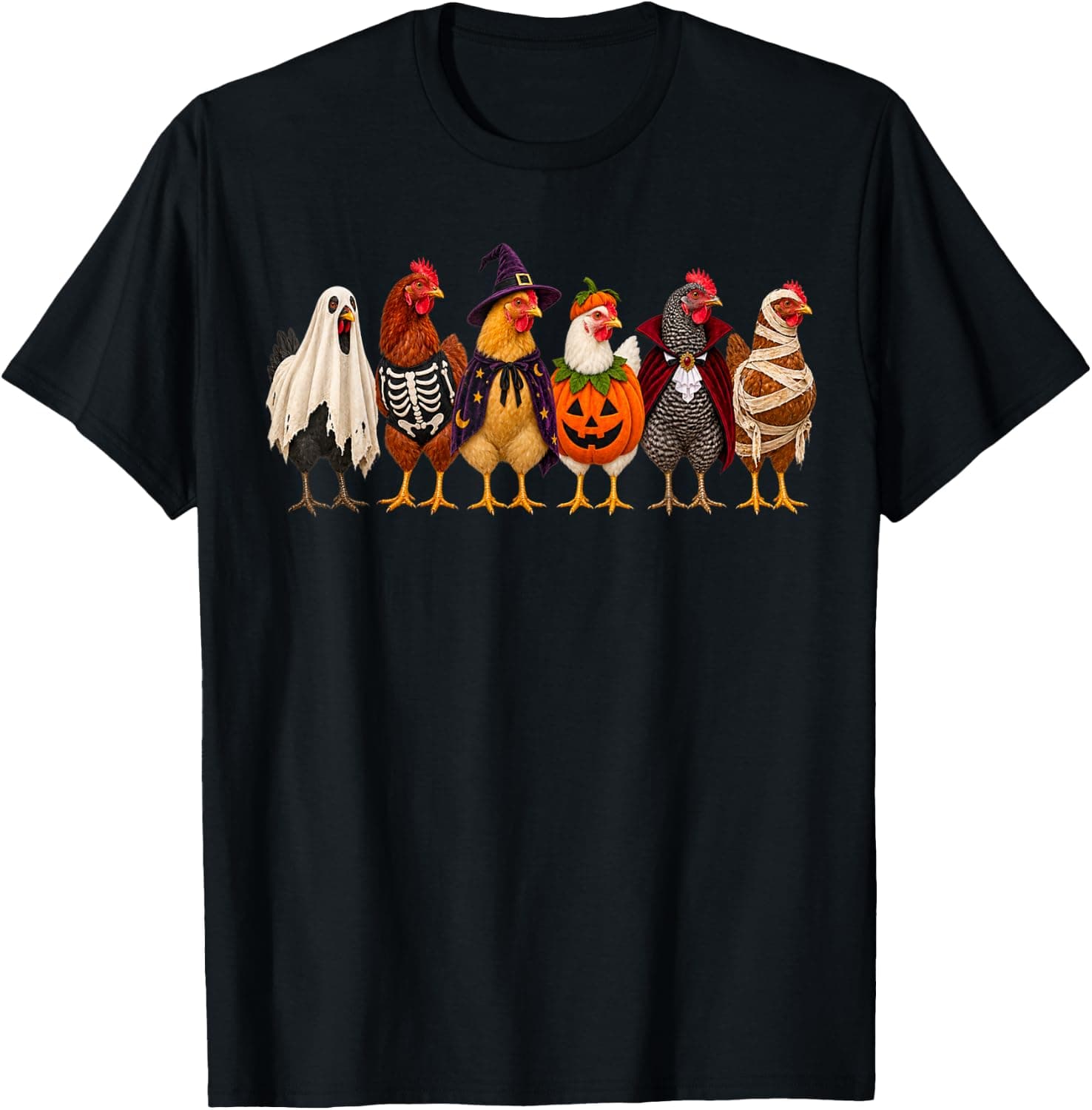 Funny Chicken Halloween Costumes Ghost Pumpkin Skeleton T-Shirt - Trending POD product with BSR 245,732
