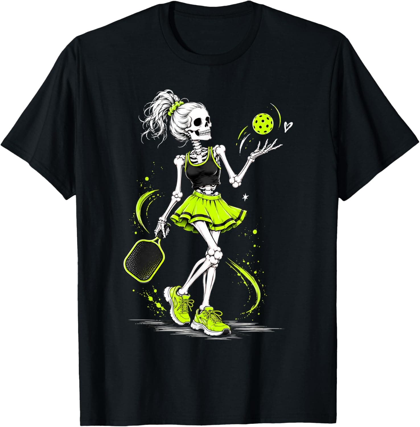 Funny Pickleball Skeleton Halloween Sport Spooky Women Girls T-Shirt - Trending Amazon merch on demand shirt with BSR 723,697