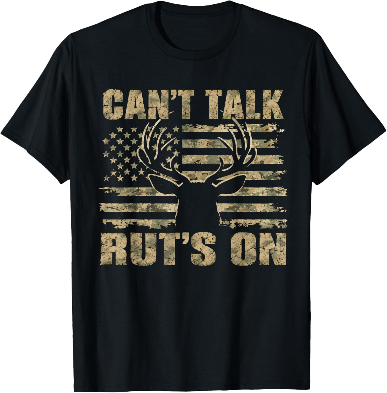 Can't Talk Ruts On Deer Hunting Buck Hunter Antlers T-Shirt - Trending Amazon merch on demand shirt with BSR 3,626,132