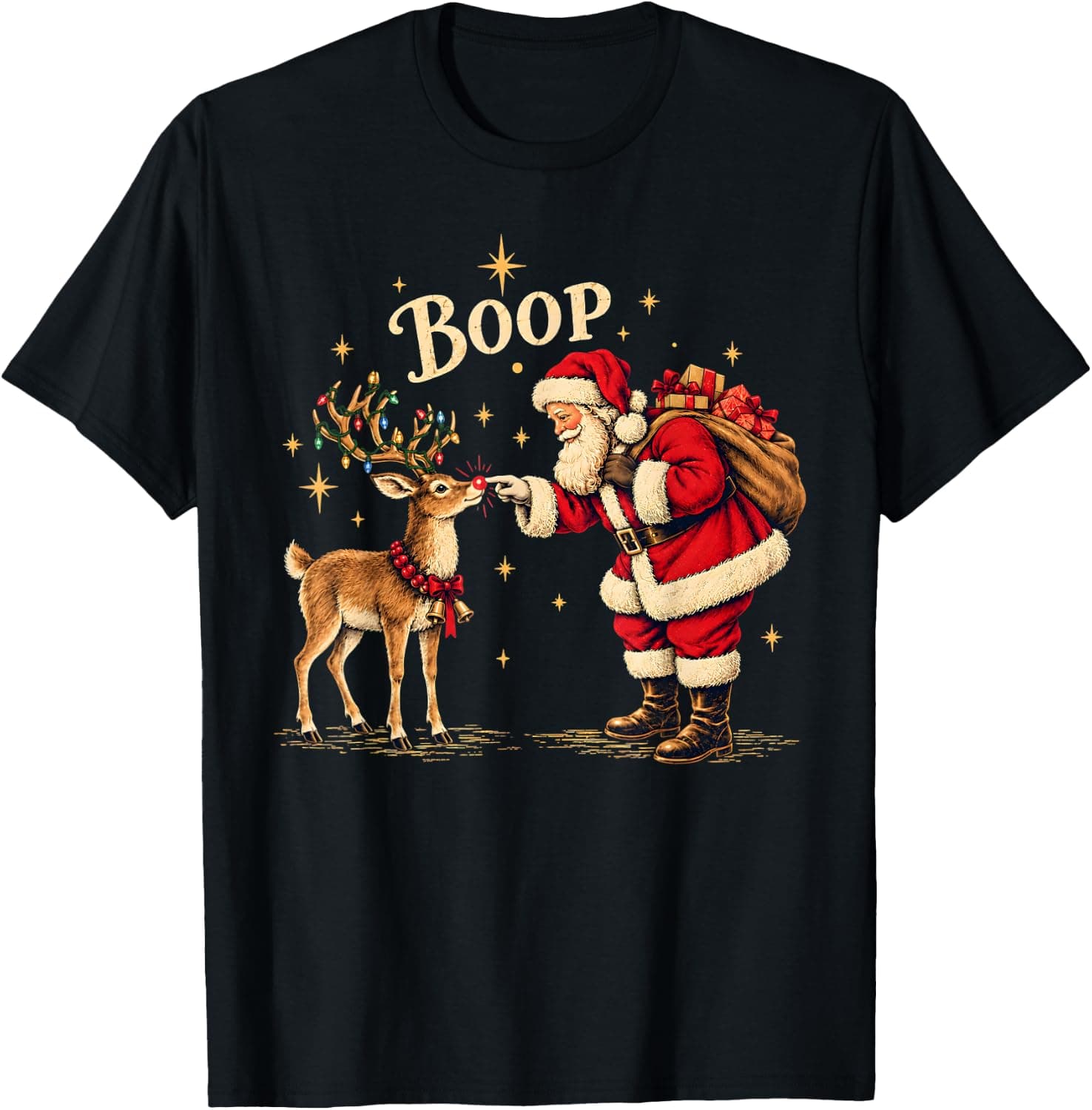 Vintage Santa Claus Boop Retro Christmas Reindeer Santa Boop T-Shirt - Trending Amazon merch on demand shirt with BSR 1,044,149