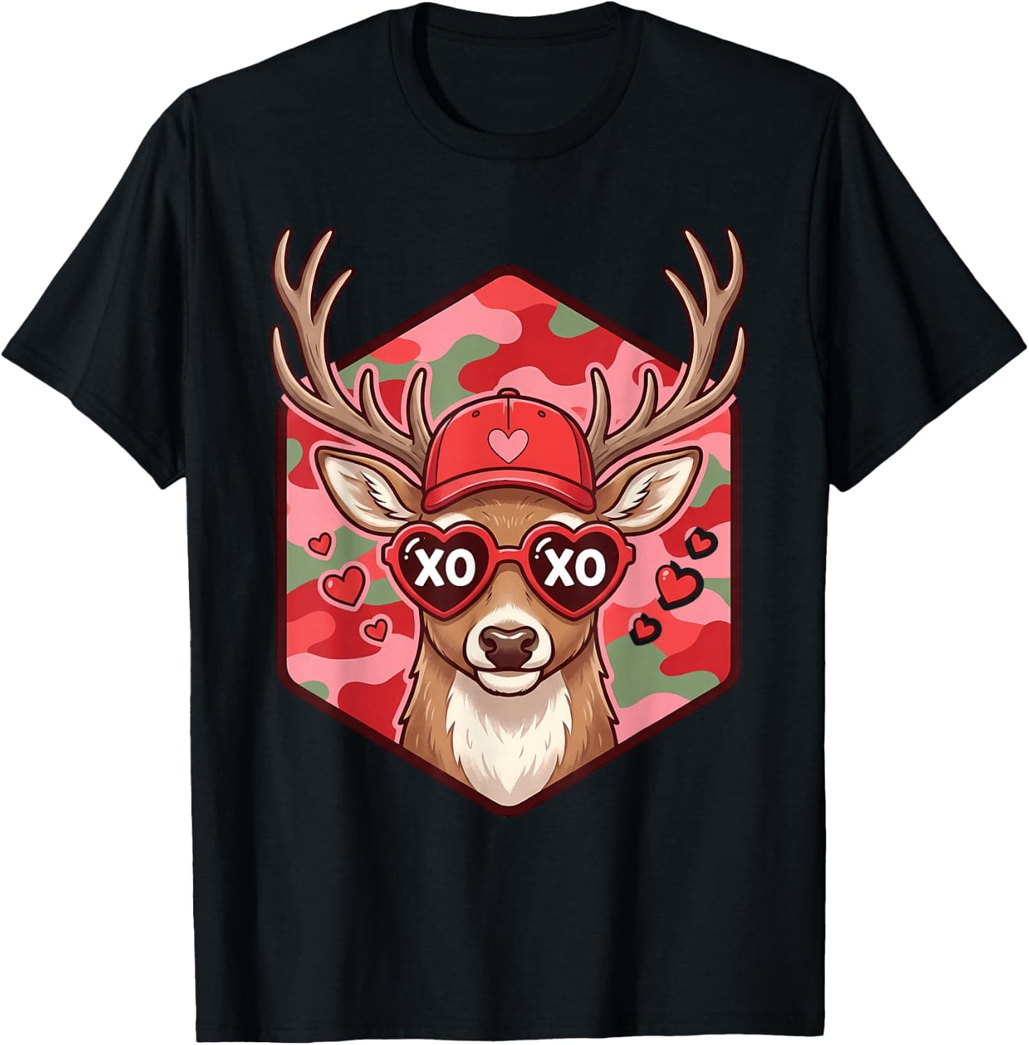 Retro Funny Boys Valentines Day Hunting Deer Camo Kids Men T-Shirt - Trending POD product with BSR 302,259