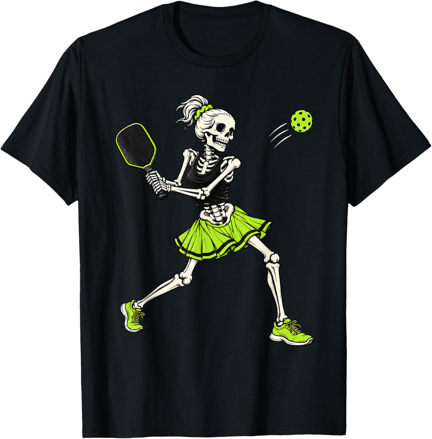 Funny Pickleball Skeleton Halloween Sport Spooky Women Girls T-Shirt - Trending POD product with BSR 168,078