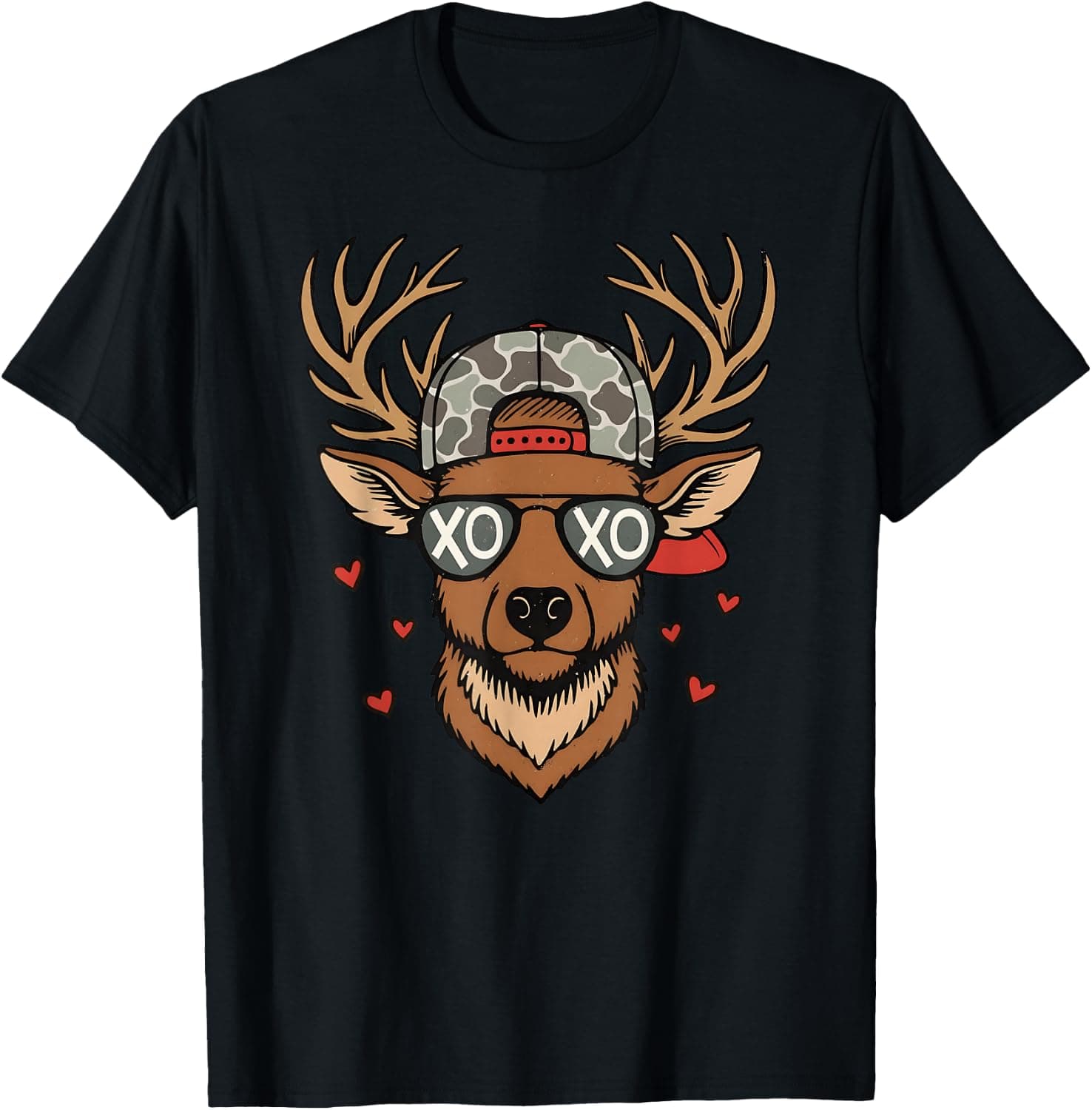 XOXO Valentine Buck Camo Deer Retro Hunting Boys Cap Men Boy T-Shirt - Trending POD product with BSR 219,593