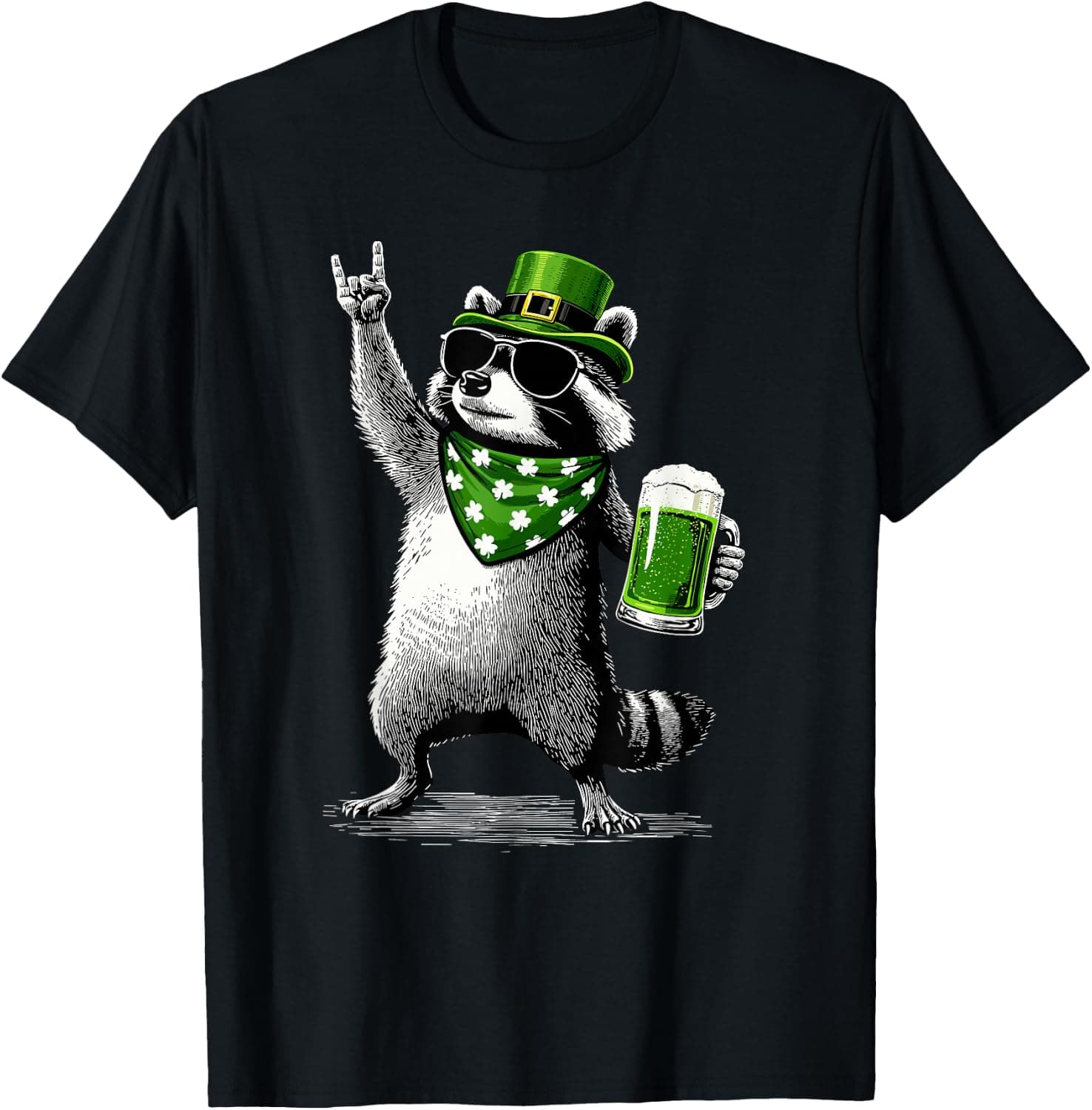 Raccoon St Patty's Shamrock Beer Funny St Patrick's Day T-Shirt - Trending POD product with BSR 103,382