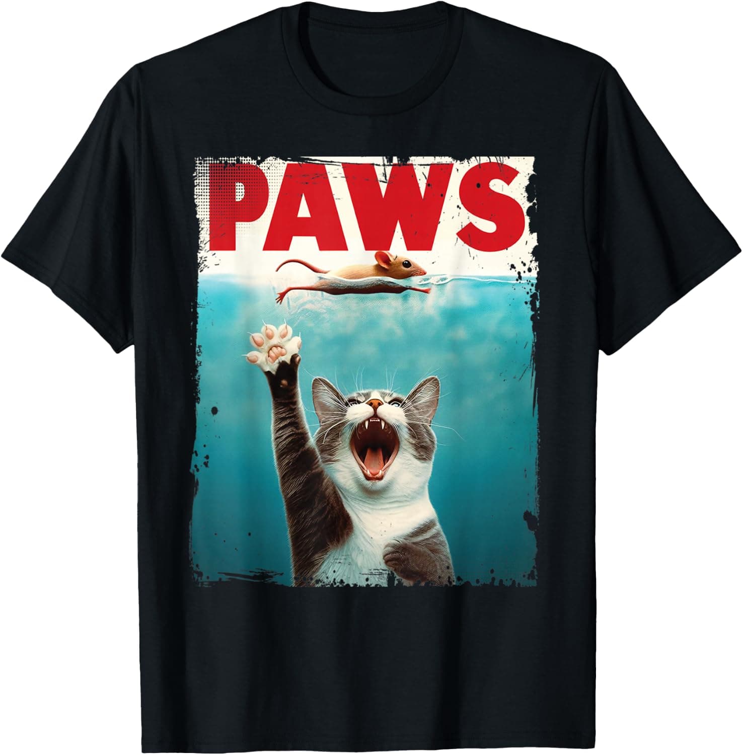 Paws Parody Cat Mouse Humorous Cat Chasing Mouse Kitten T-Shirt - Trending POD product with BSR 115,847