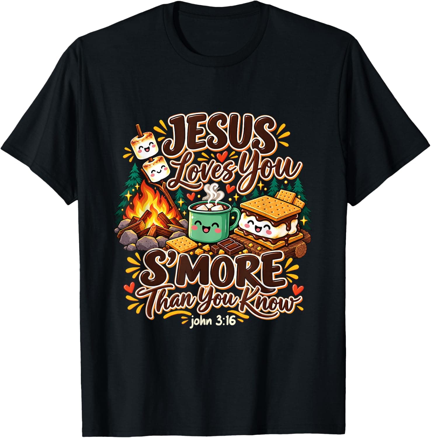 Jesus Loves You S'More Christian Church Camper Camping Lover T-Shirt - Trending POD product with BSR 2,186,534