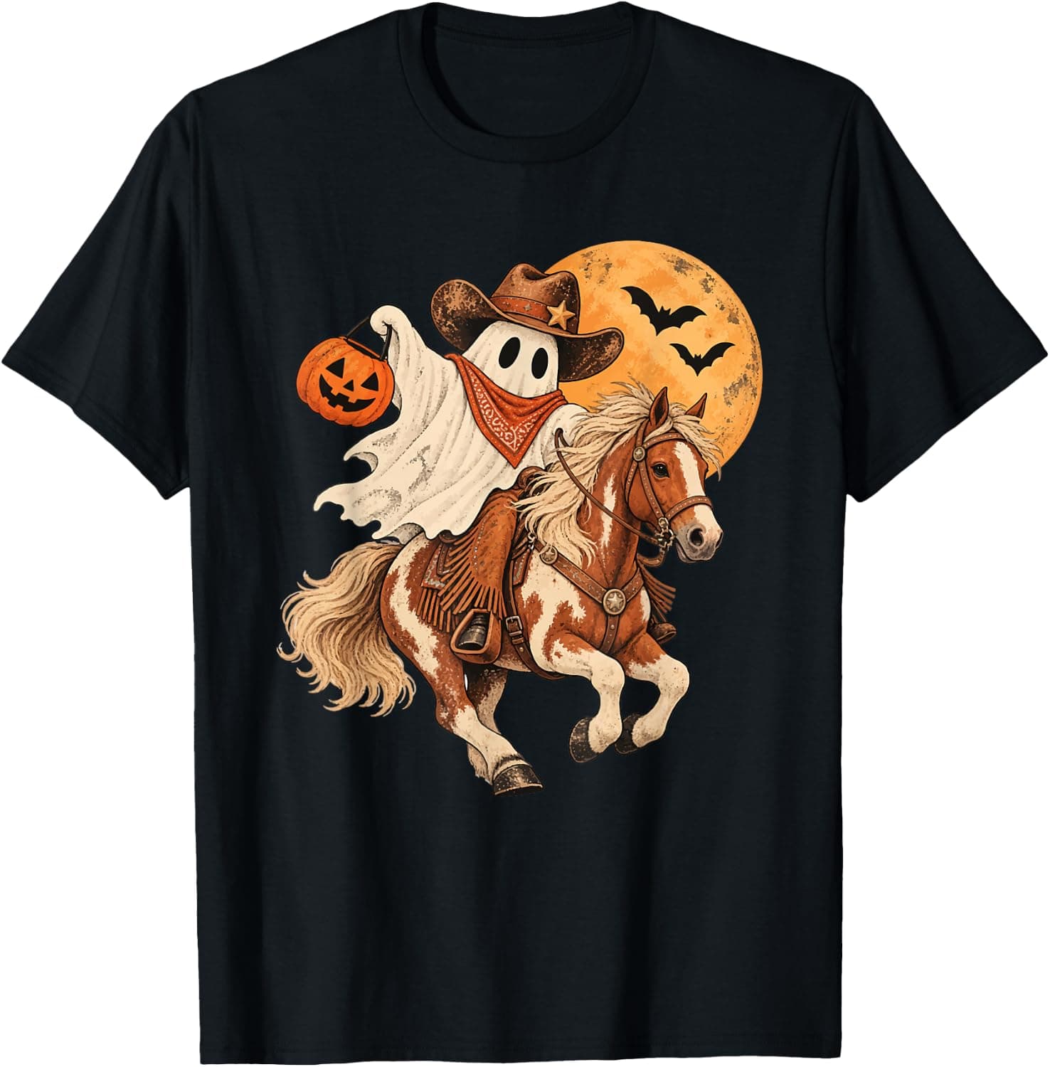 Cowboy Ghost Horse Western Halloween Retro Humor T-Shirt - Trending POD product with BSR 1,400,459