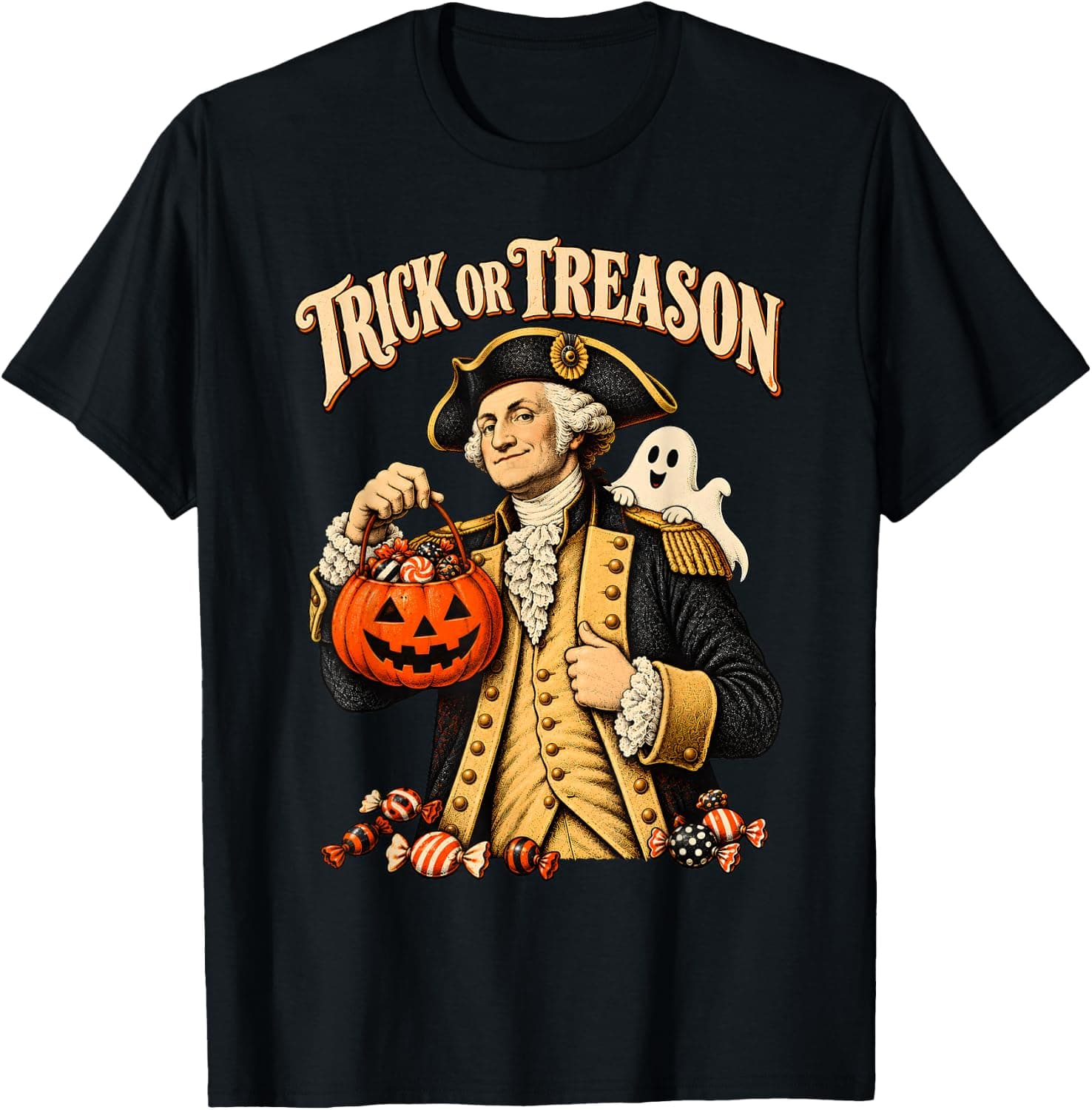Trick Or Treason George Washington Patriotic Halloween T-Shirt - Trending POD product with BSR 418,266