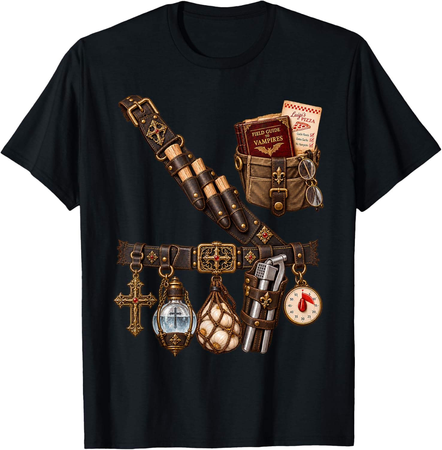 Funny Vampire Hunter Garlic Gear Halloween Costume T-Shirt - Trending POD product with BSR 1,101,786