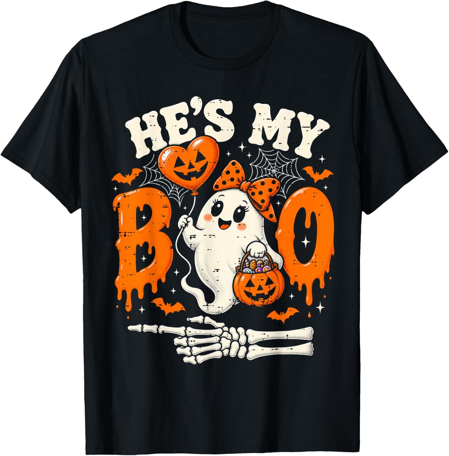 He's My Boo Halloween Matching Couples She's My Boo T-Shirt - Trending Amazon merch on demand shirt with BSR 751,002