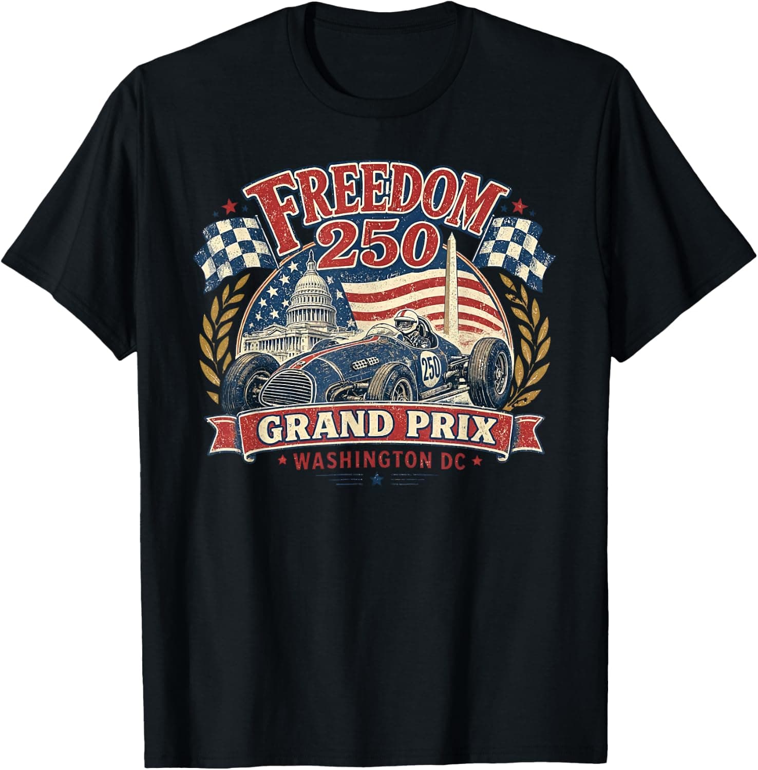 Vintage Patriotic Race Day USA Racing T-Shirt - Trending POD product with BSR 111,634