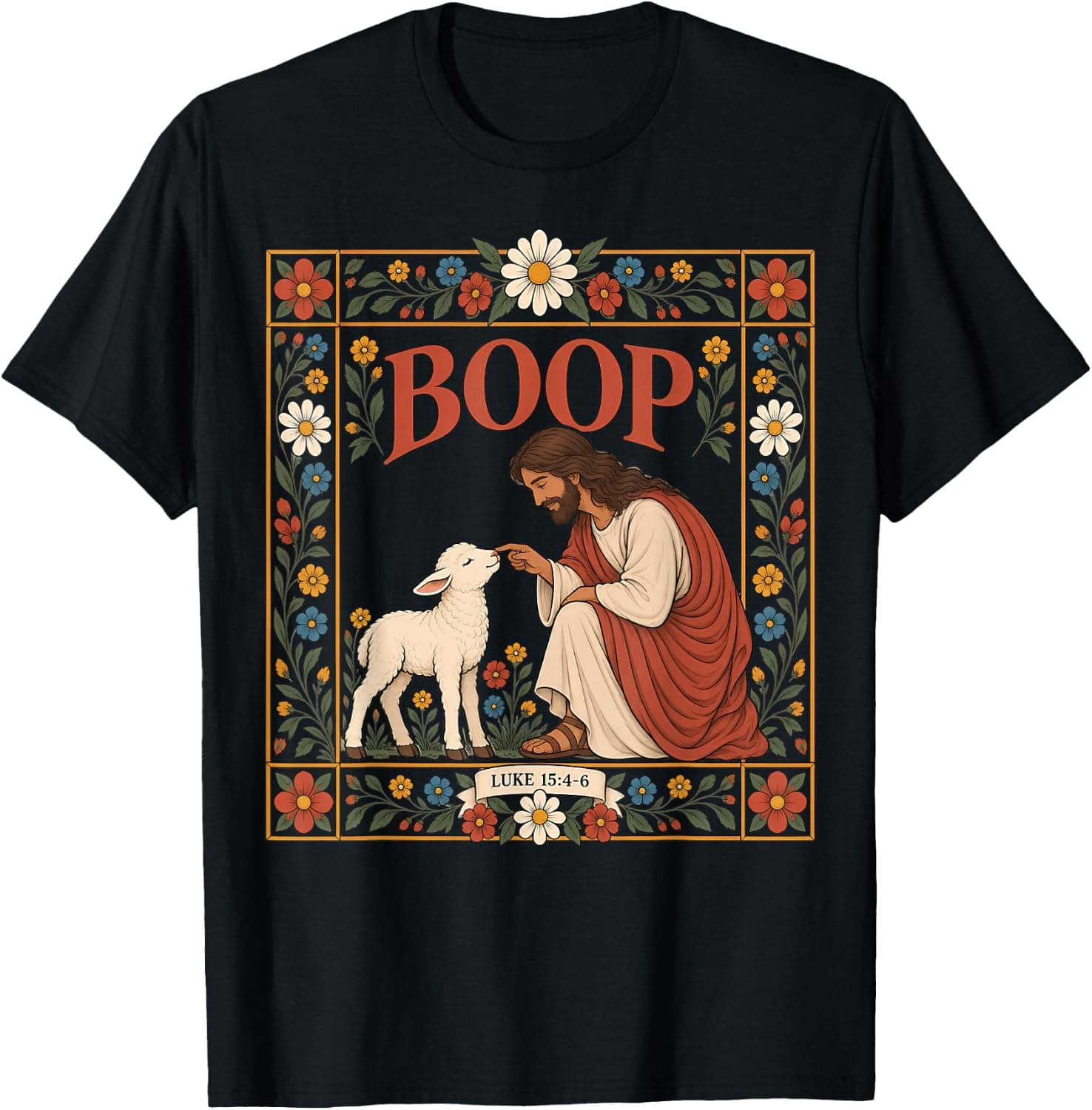 Jesus Lamb Boop Bible Verse Luke 10-19 Scripture Christian T-Shirt - Trending Amazon merch on demand shirt with BSR 1,348,713