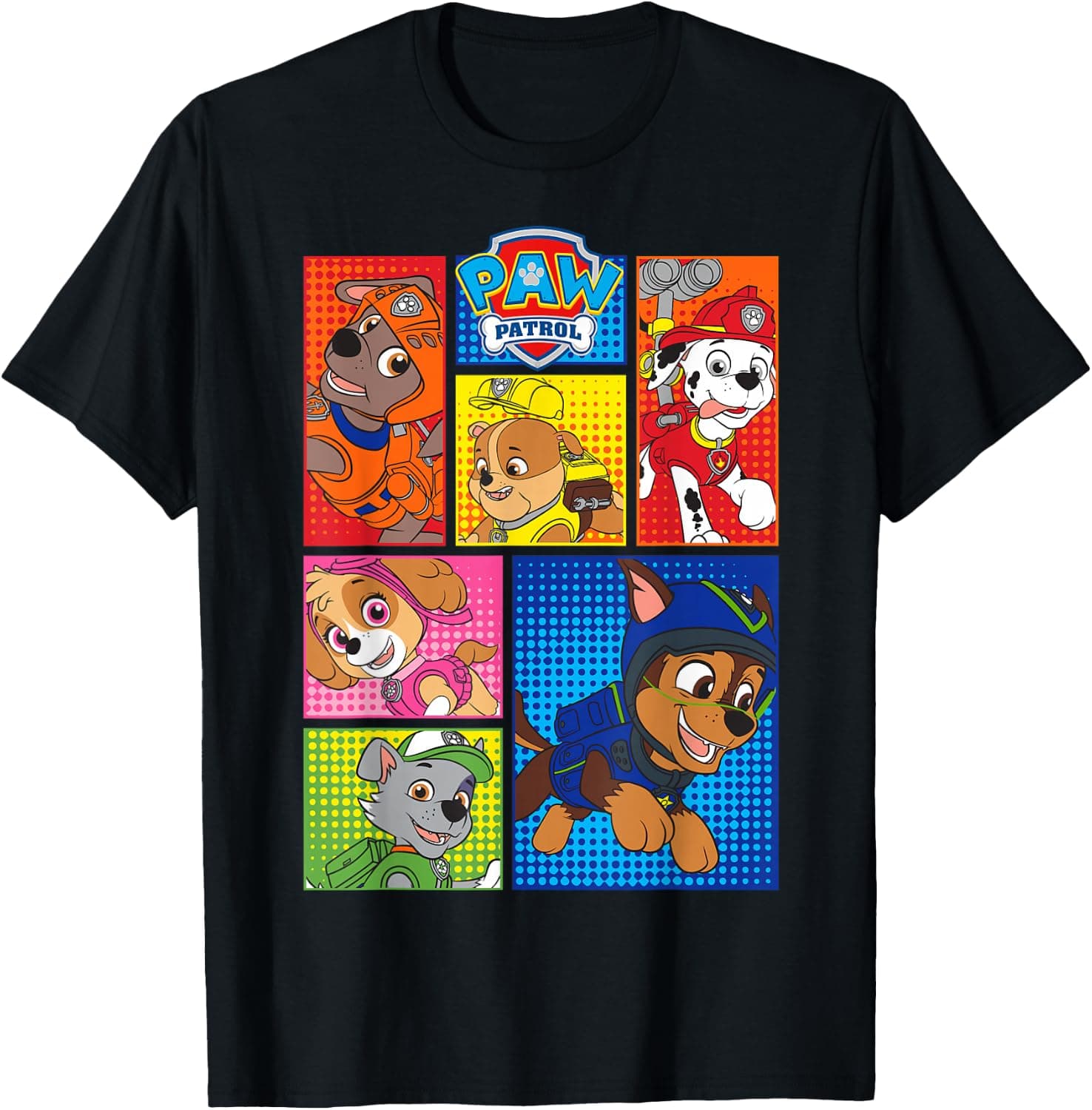 Paw Patrol Group Shot of Pups in Shapes T-Shirt - Trending POD product with BSR 104,350