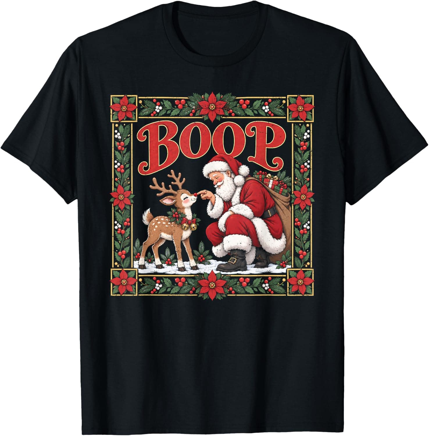 Boop Reindeer Rudolph Santa Claus Snowflake Xmas Christmas T-Shirt - Trending Amazon merch on demand shirt with BSR 1,502,515