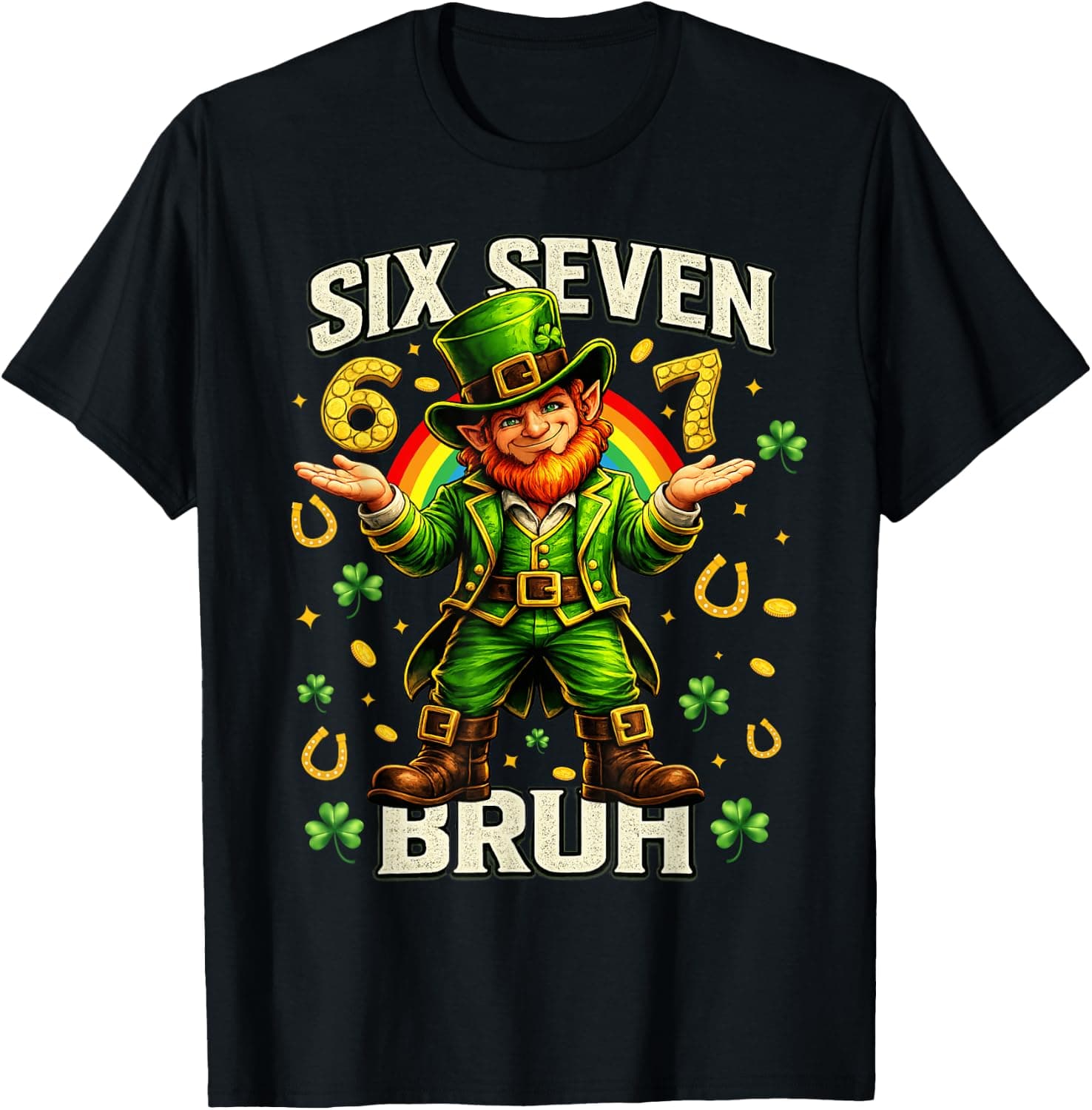 67 St Patricks Day Shirts for Kids Boys Six Seven Bruh Funny T-Shirt - Trending POD product with BSR 69,525