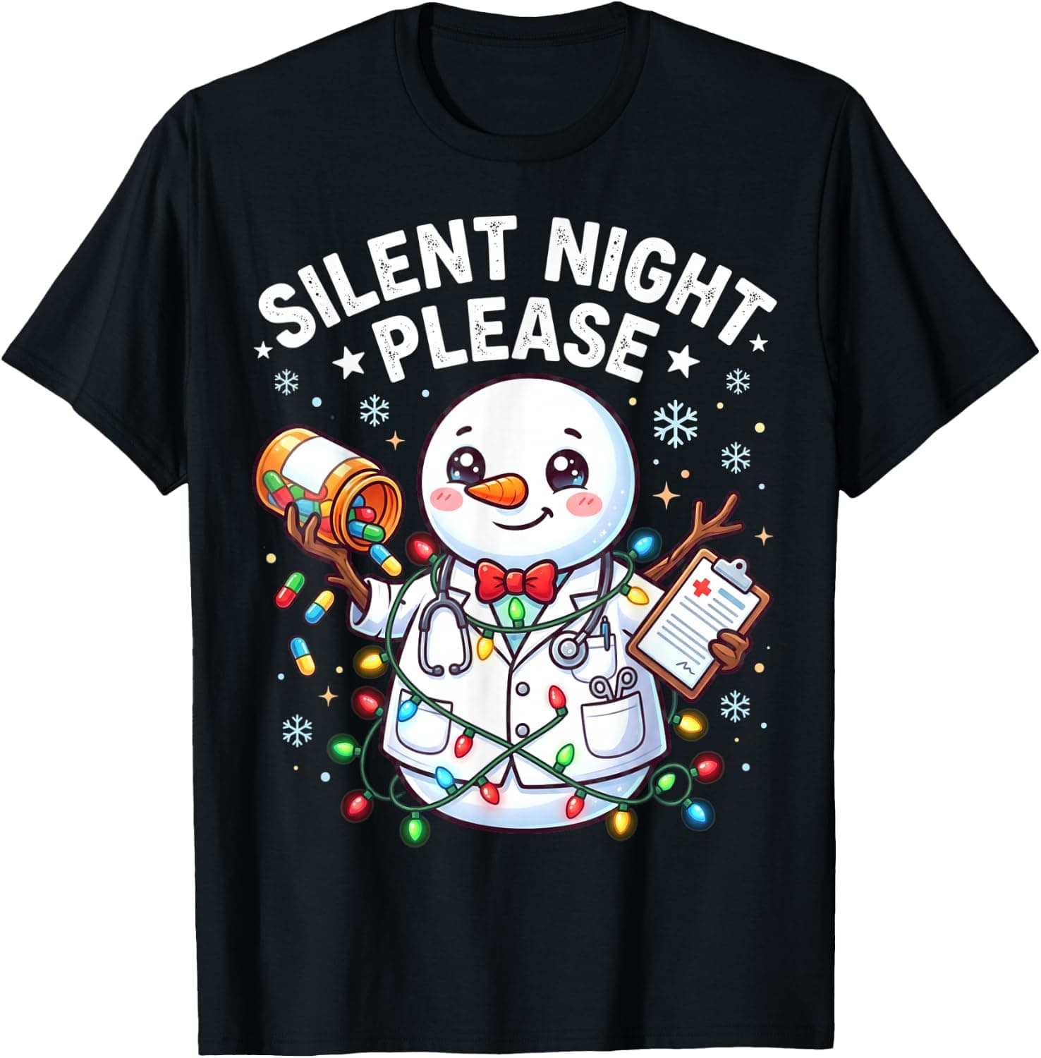 Funny Doctor Pharmacist Nurse Christmas Snowman Holiday T-Shirt - Trending Amazon merch on demand shirt with BSR 1,435,926