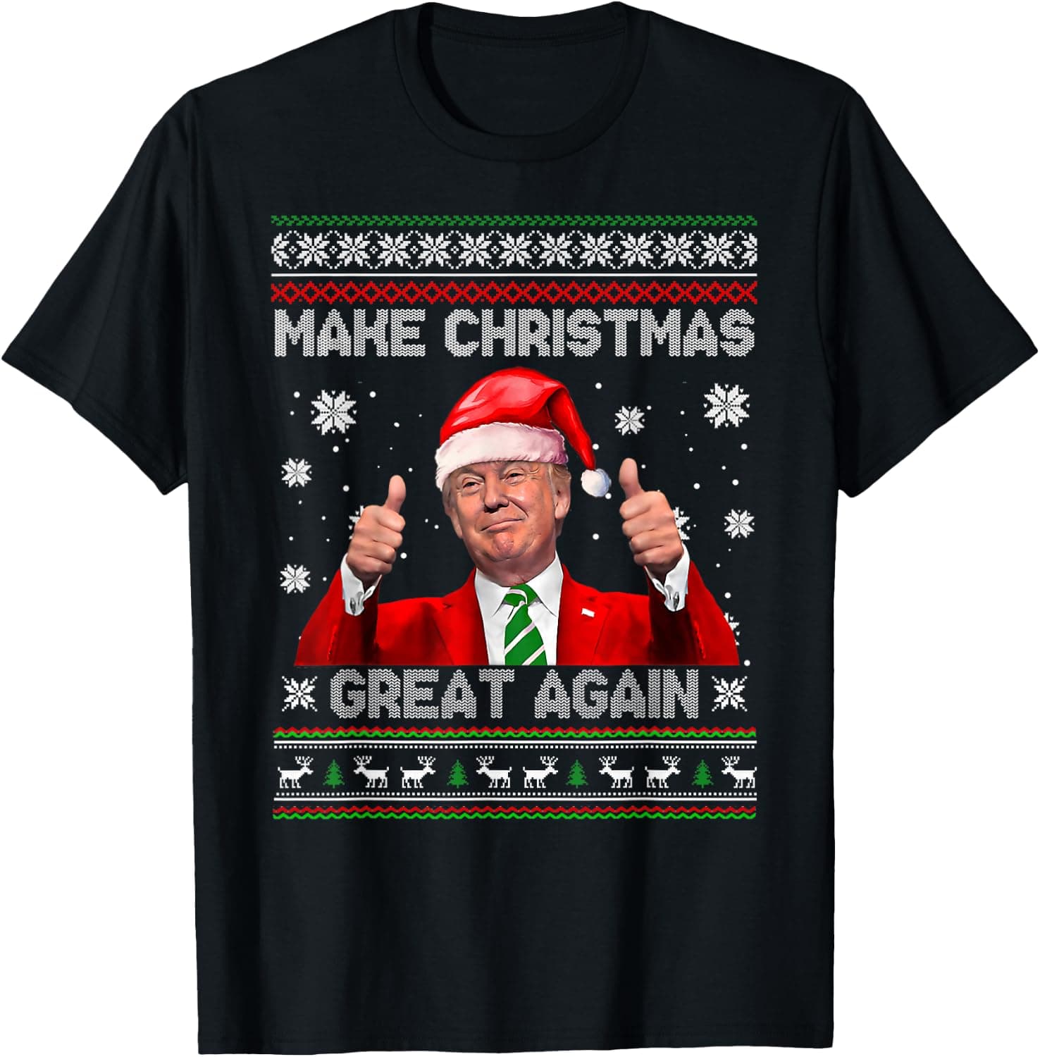 Make Christmas Great Again Xmas Funny Trump Pajamas Ugly T-Shirt - Trending Amazon merch on demand shirt with BSR 971,971