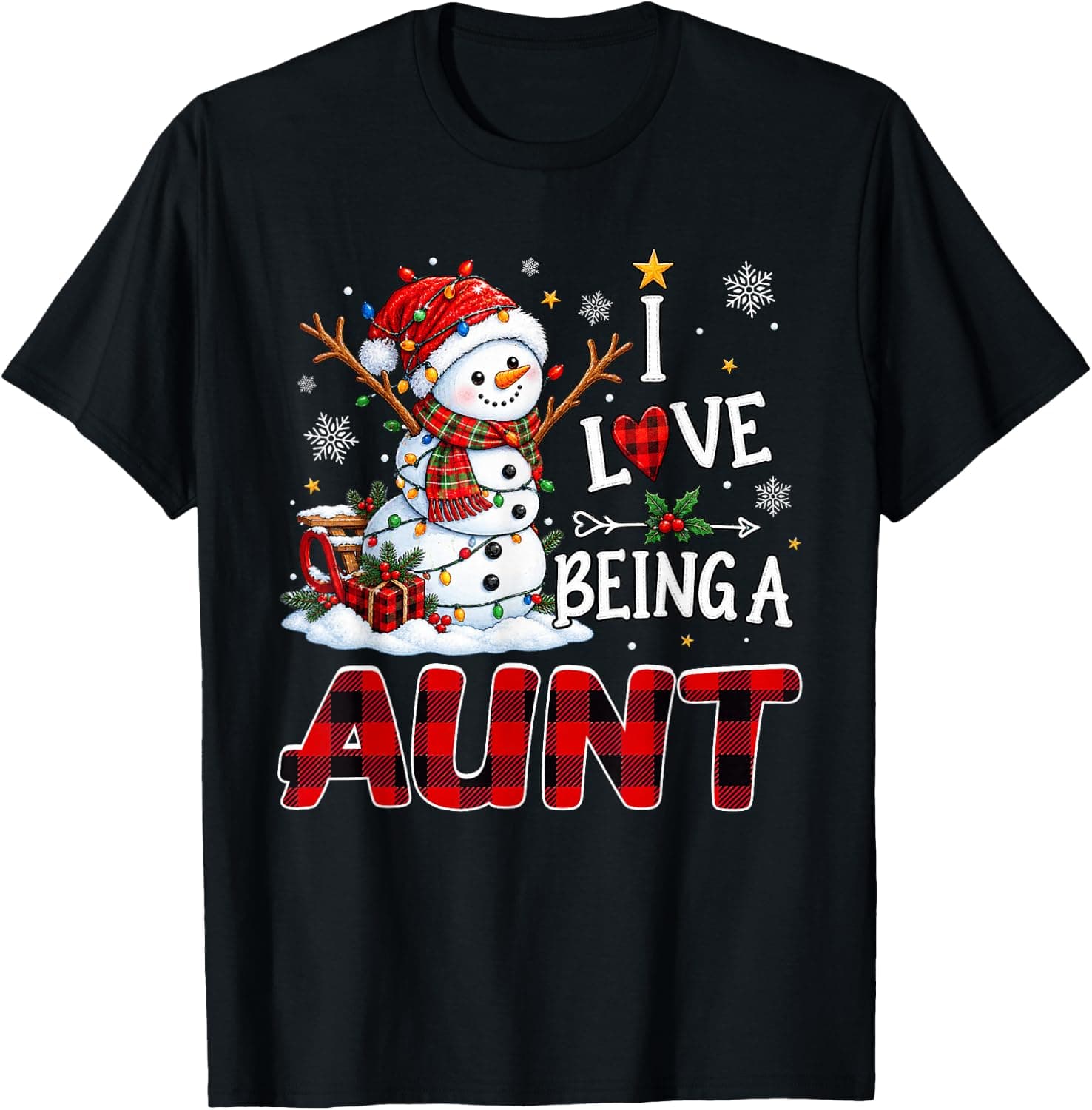 I Love Being A Aunt Christmas Snowman Matching T-Shirt - Trending Amazon merch on demand shirt with BSR 1,945,853