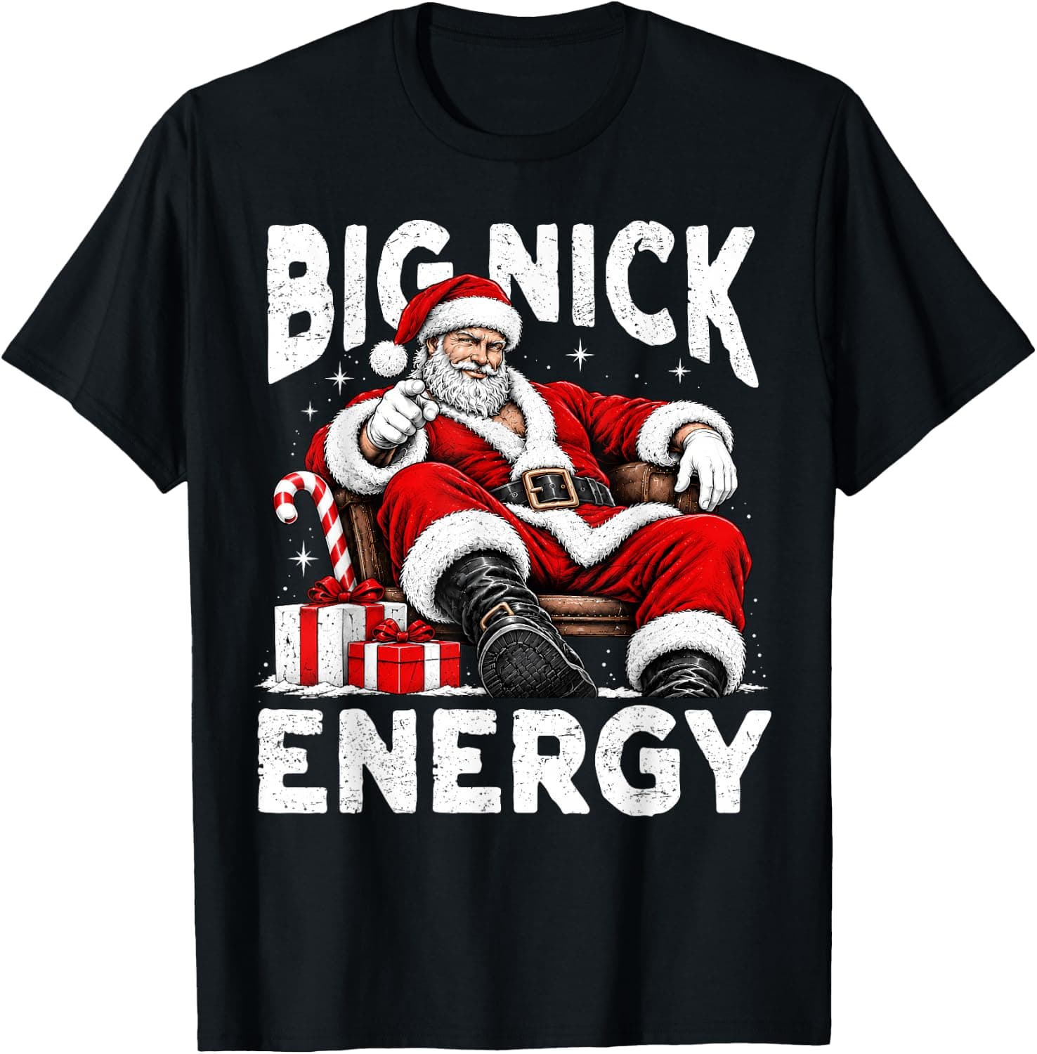 Big Nick Energy Funny Santa Claus Christmas for Adult T-Shirt - Trending Amazon merch on demand shirt with BSR 1,267,511