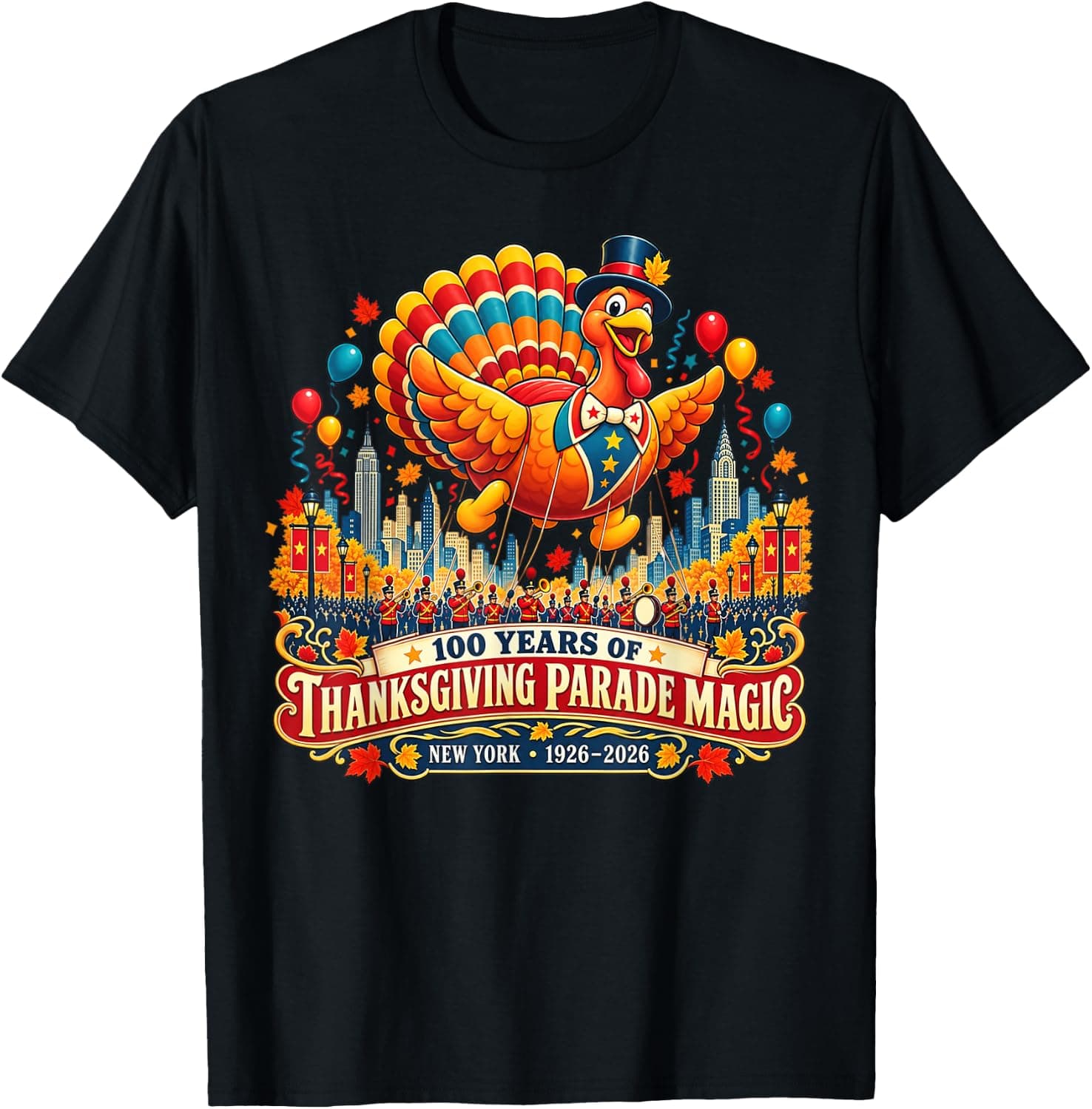 100th Thanksgiving Day Parade Turkey Celebration Men Women T-Shirt - Trending Amazon merch on demand shirt with BSR 734,168