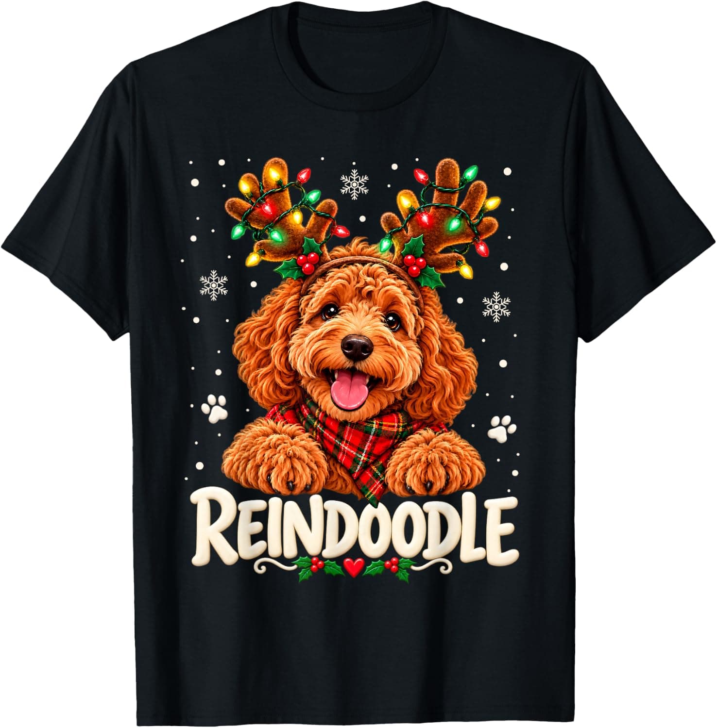 Christmas Goldendoodle Reindeer Reindoodle Dog Lovers T-Shirt - Trending Amazon merch on demand shirt with BSR 1,516,735