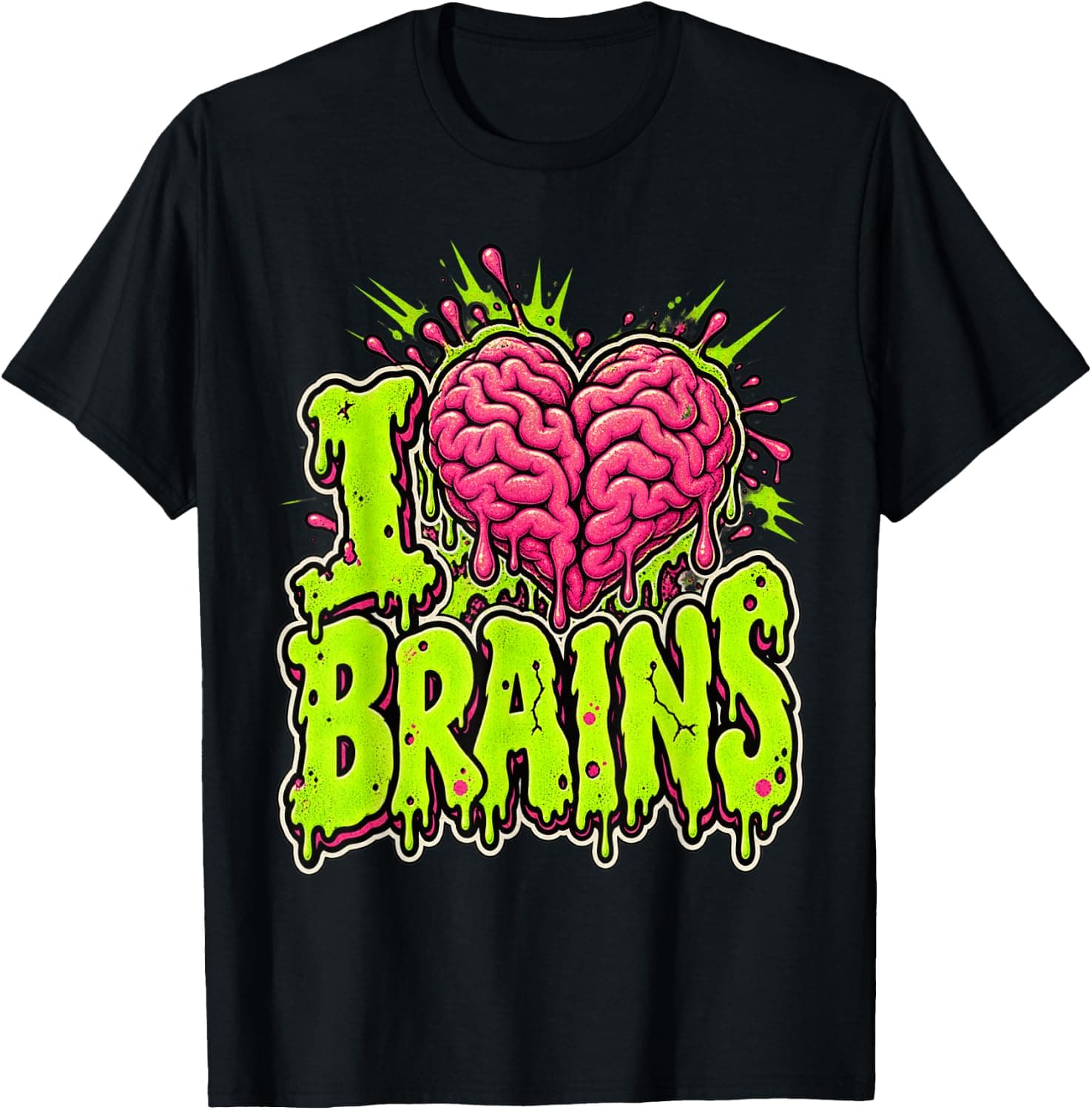 I Love Brains Zombie Halloween Creepy Cute Retro T-Shirt - Trending Amazon merch on demand shirt with BSR 1,328,821