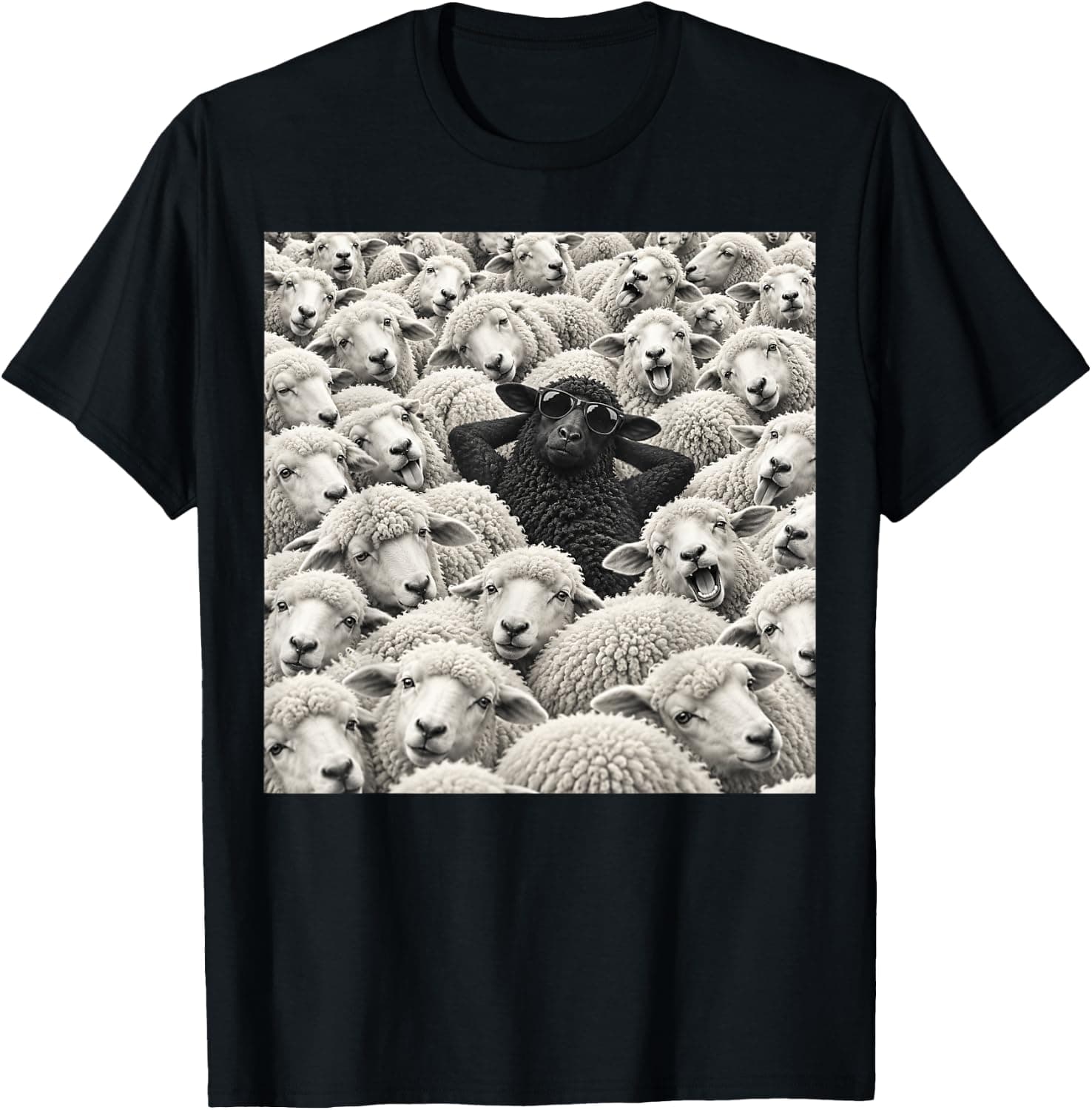 Black Sheep Chilling in White Sheep Funny Animal T-Shirt - Trending Amazon merch on demand shirt with BSR 1,004,284