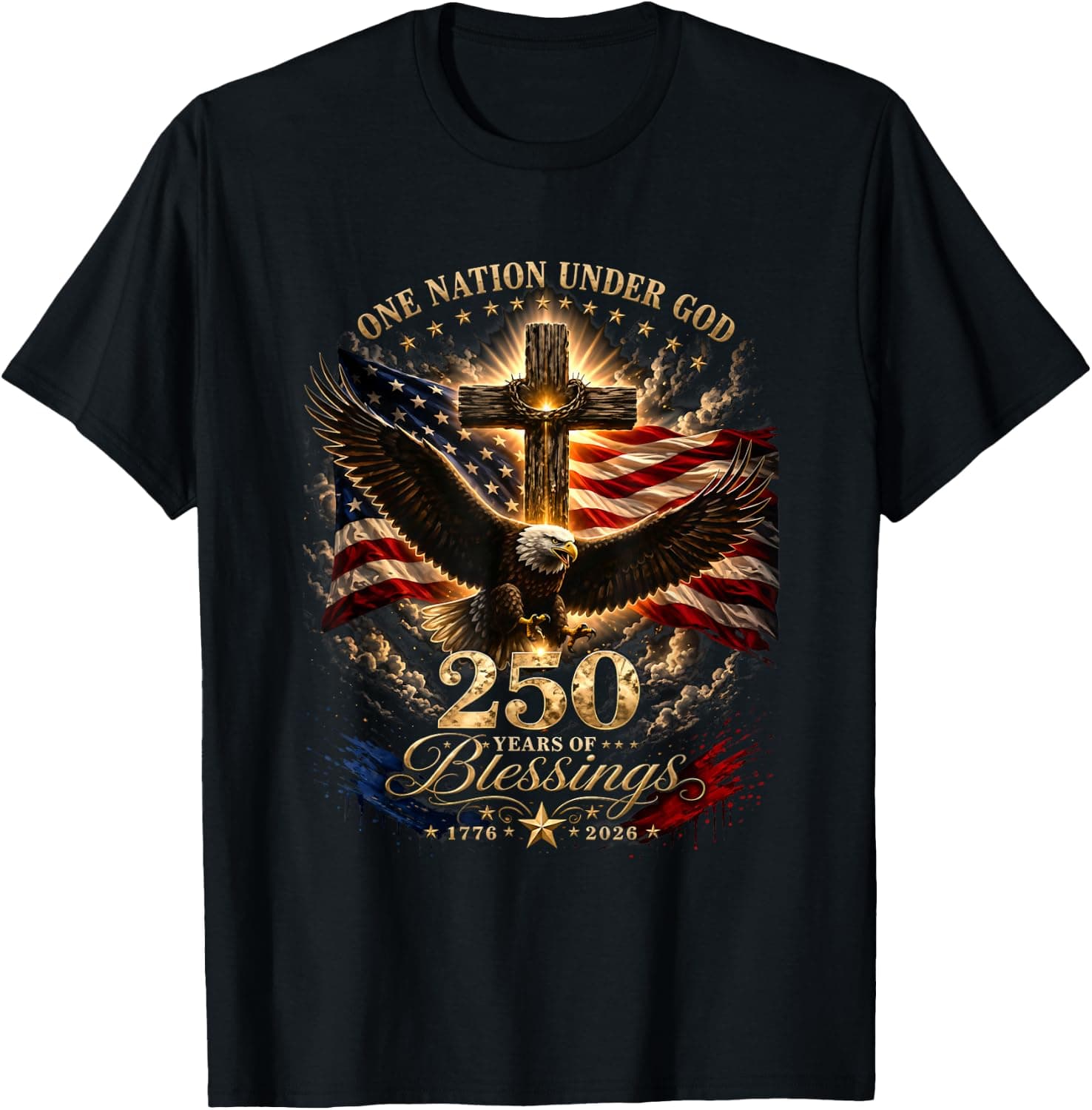 One Nation Under God 250 Years 250th Anniversary USA Men T-Shirt - Trending POD product with BSR 78,963