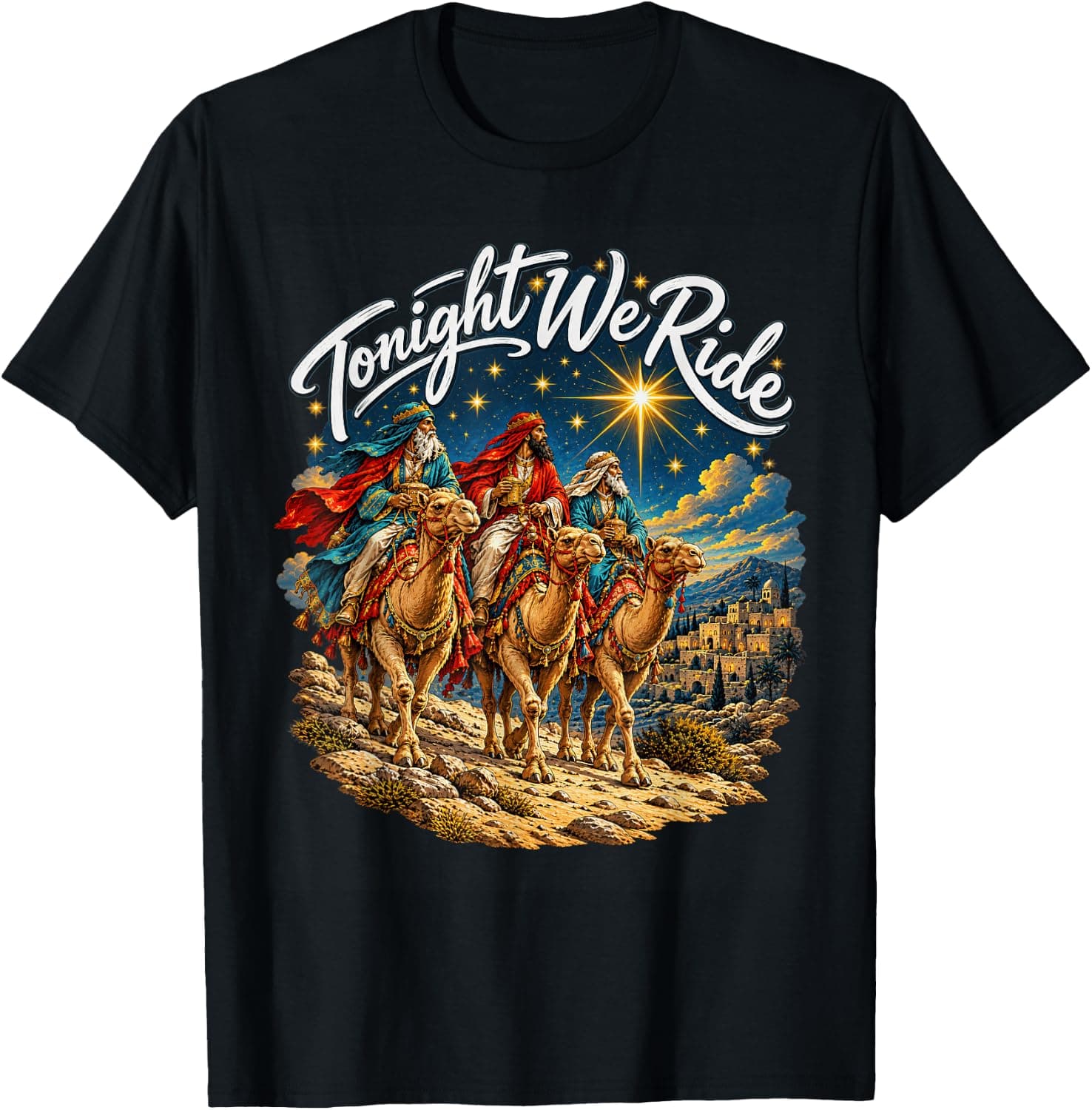 Tonight We Ride Three Wise Men Christian Christmas T-Shirt - Trending Amazon merch on demand shirt with BSR 1,696,754