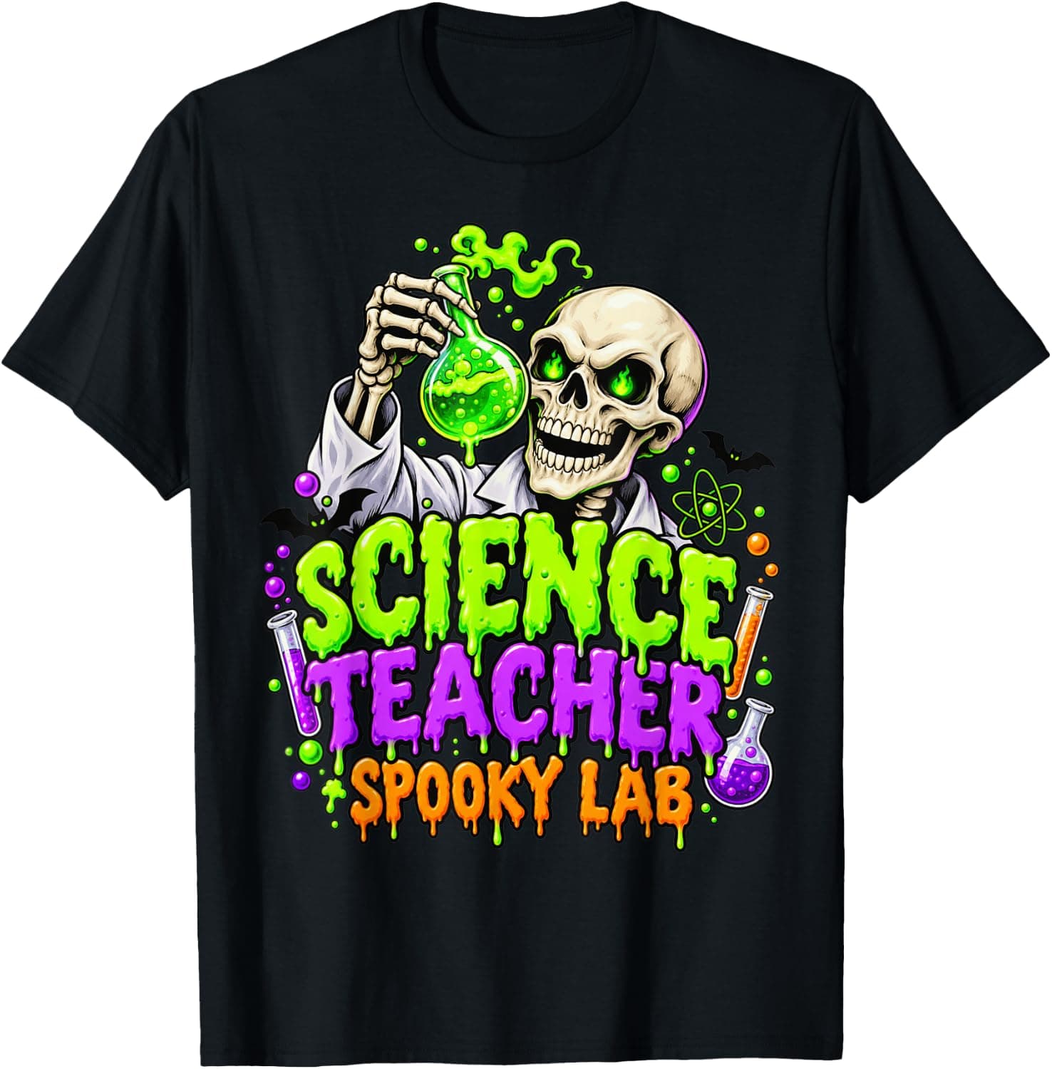 Halloween Science Teacher Spooky Lab Skeleton Chemistry STEM T-Shirt - Trending POD product with BSR 1,356,326